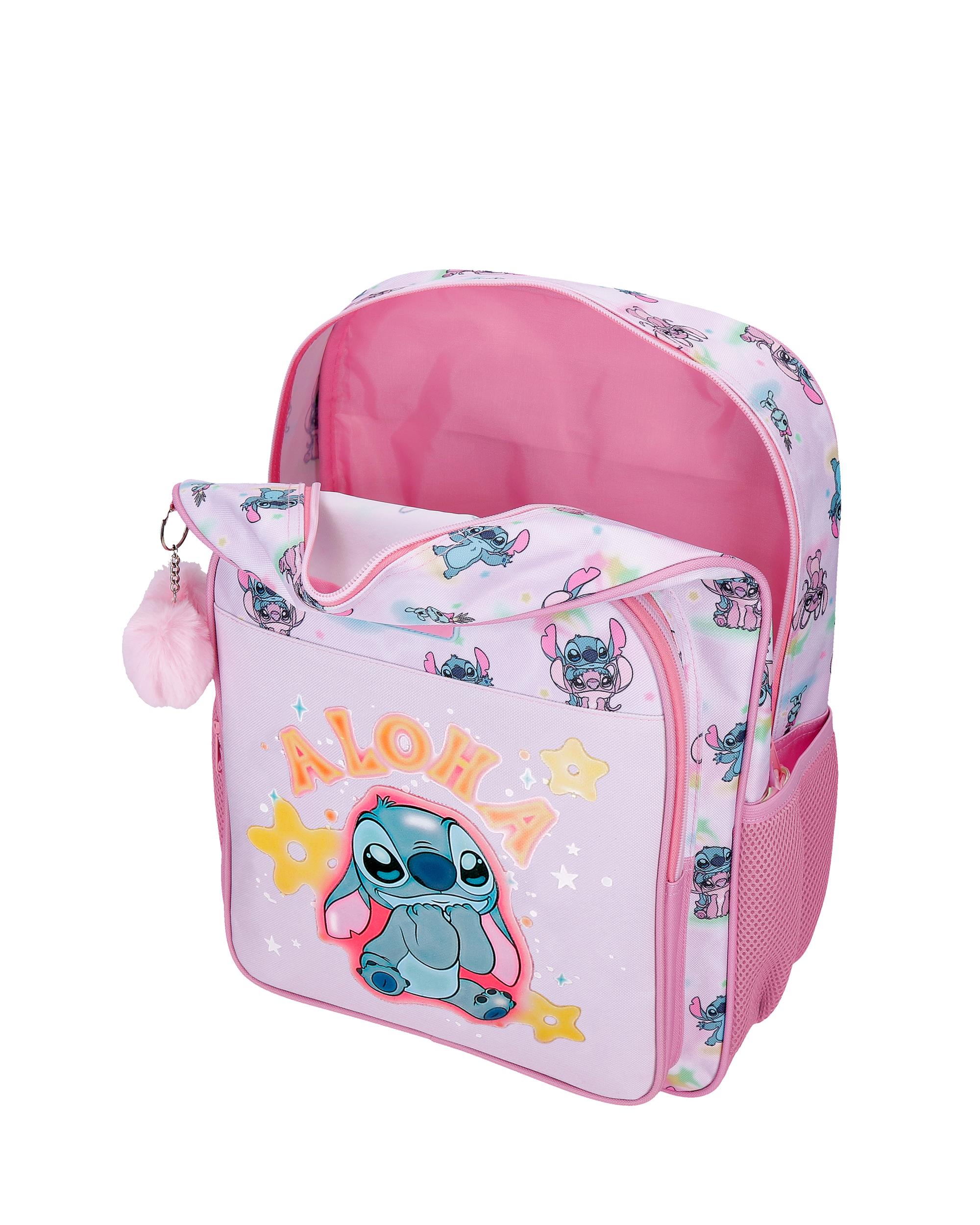 Mochila Escolar Stitch You & Me con capacidad de 15,6L adaptable a carro malva Morado-4
