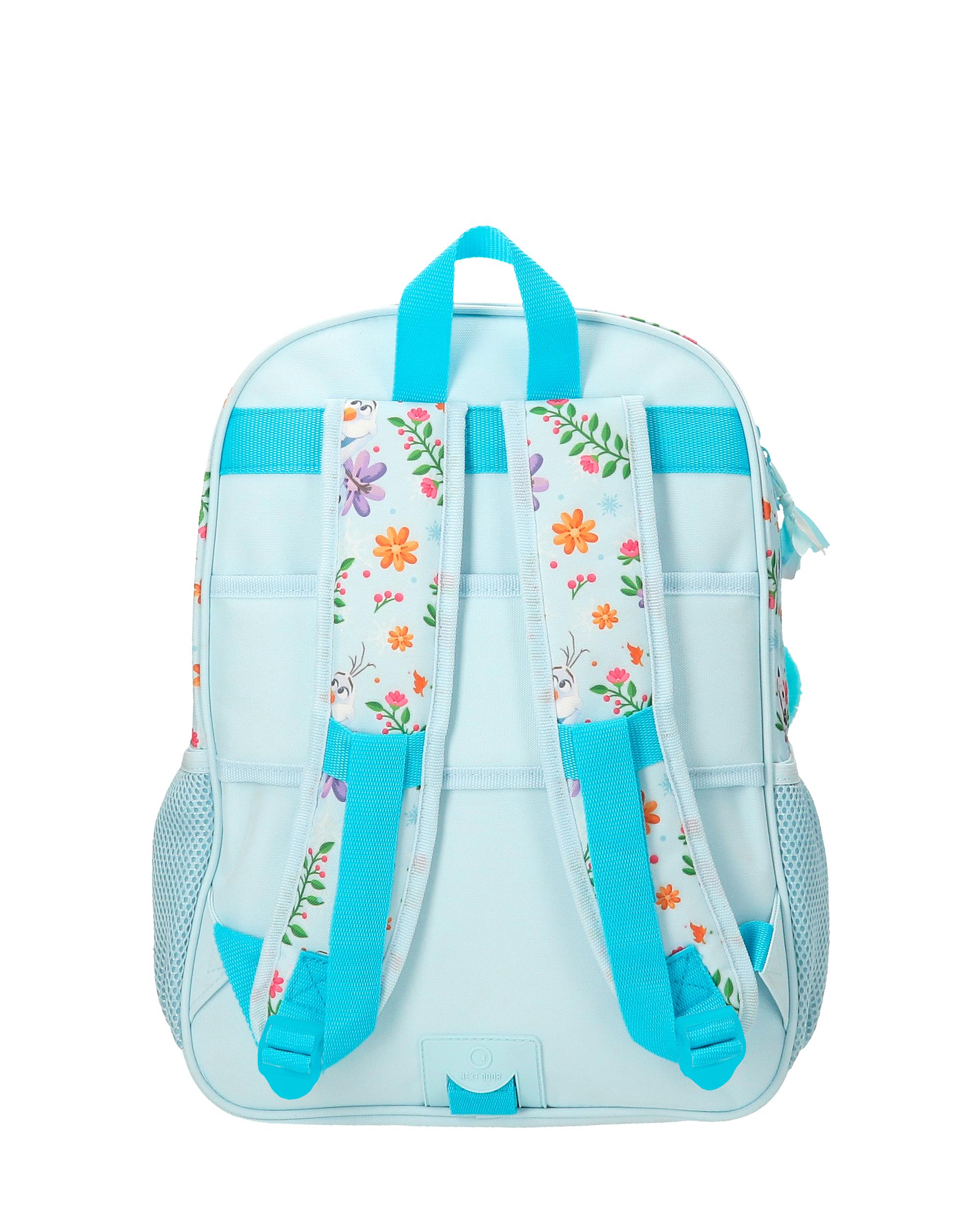 Mochila Escolar Frozen Forever con capacidad de 14,4L adaptable a carro azul claro Azul-3