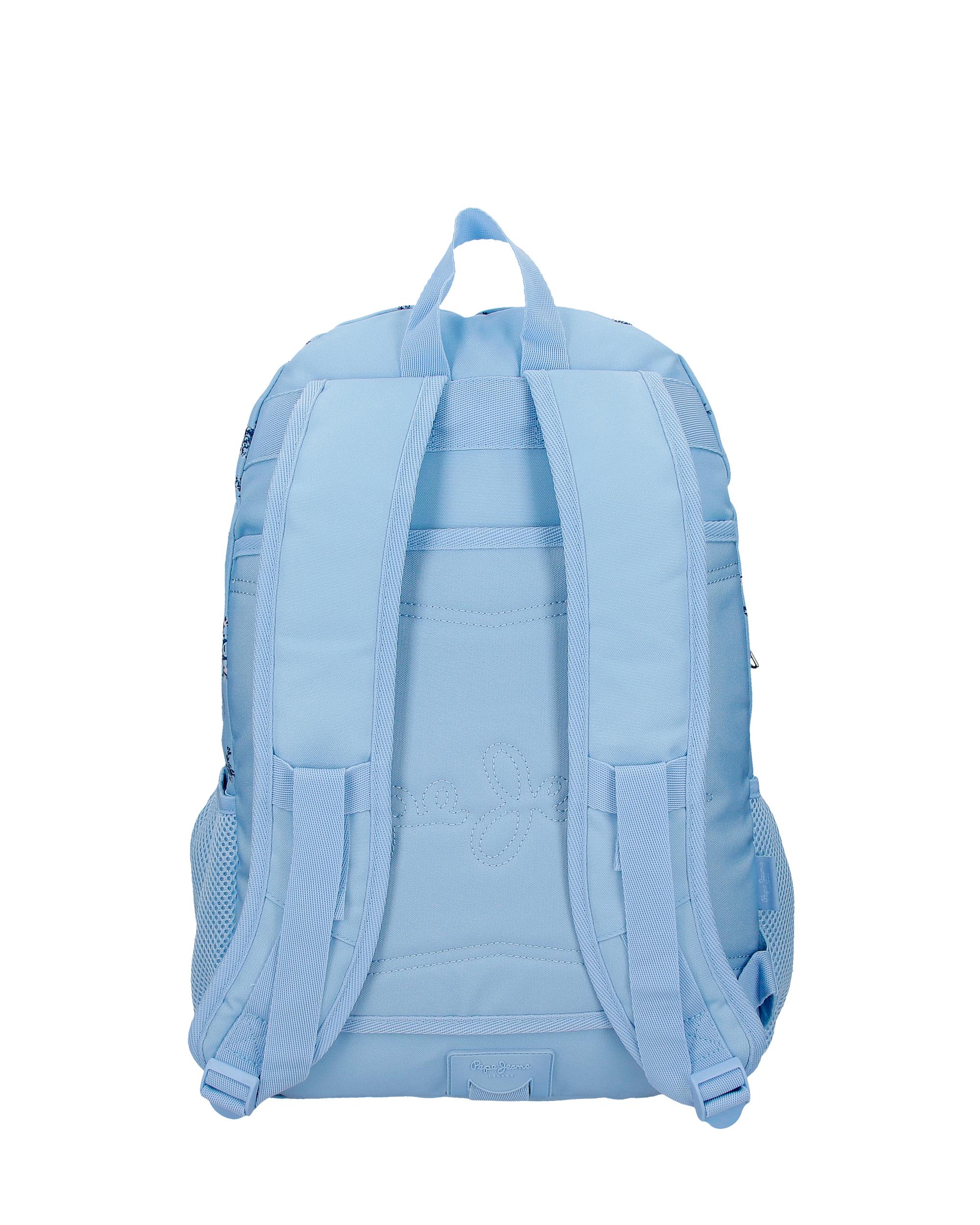 Mochila escolar 44 cm PJL Olivia dos compartimentos adaptable a carro azul claro Azul-3