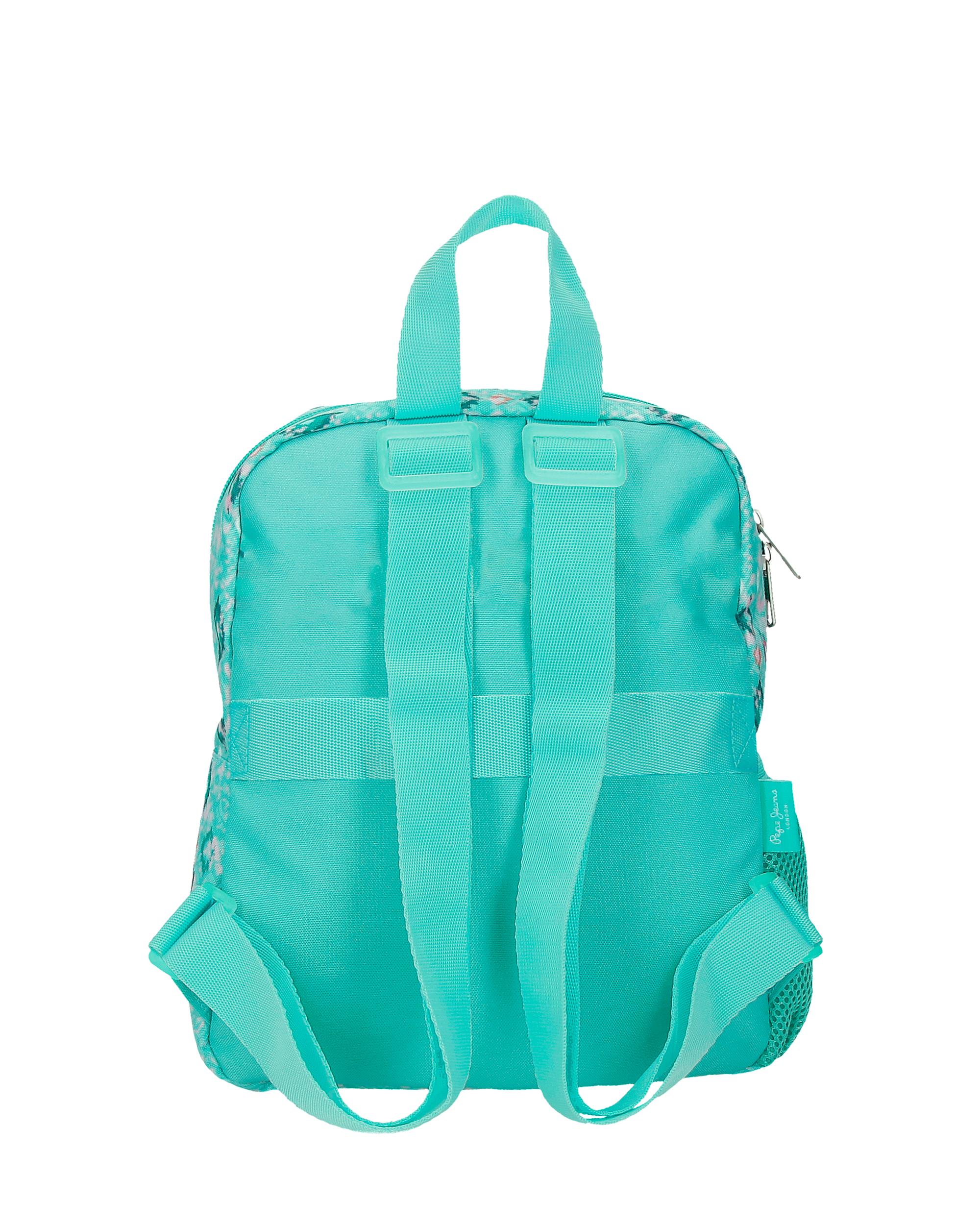 Mochila escolar 28 cm PJL Sun adaptable a carro turquesa verde Azul-3