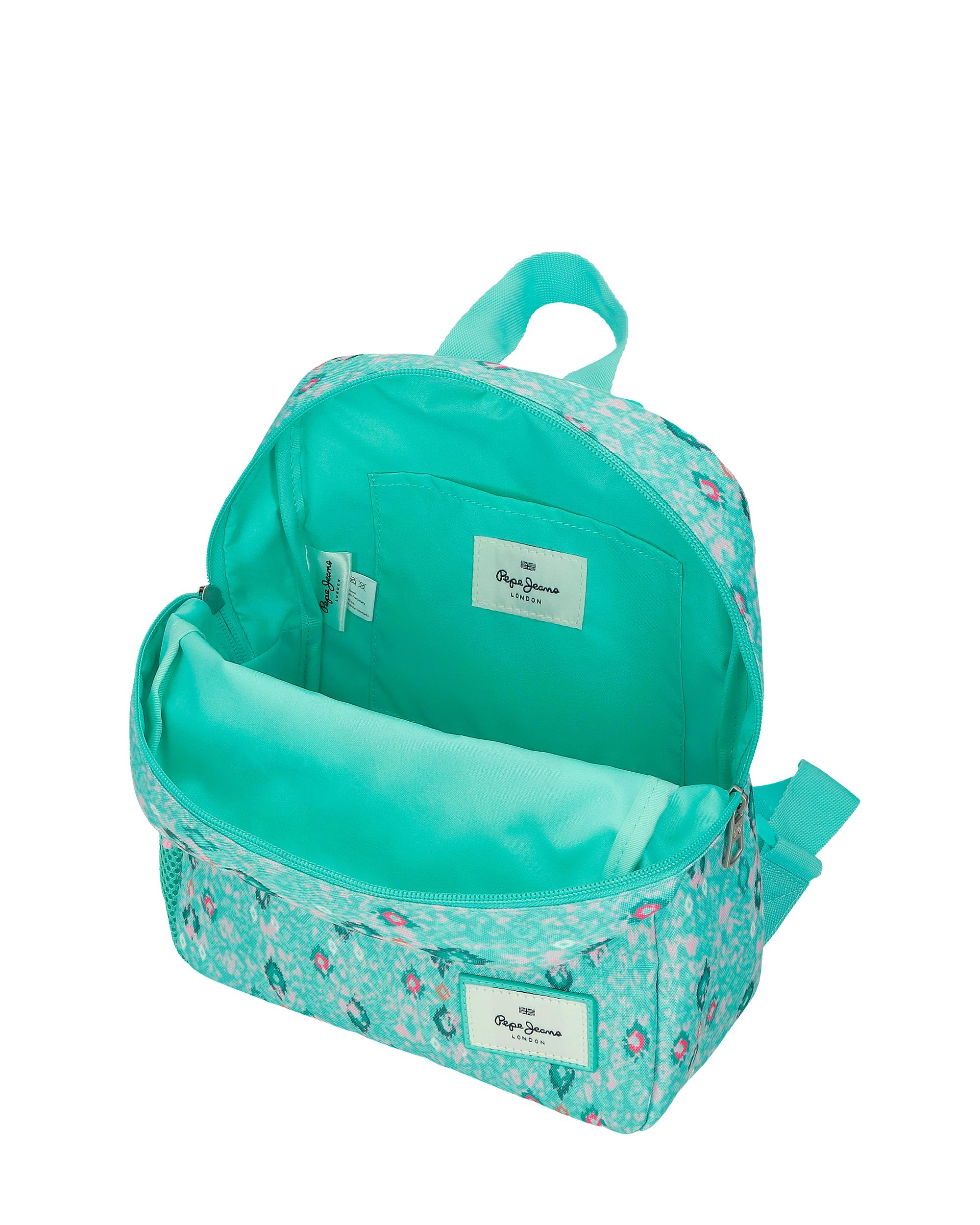 Mochila escolar 28 cm PJL Sun adaptable a carro turquesa verde Azul-4