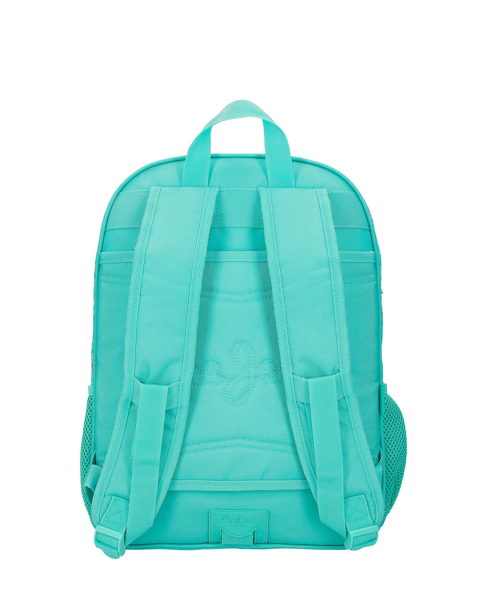 Mochila escolar 40 cm PJL Sun dos compartimentos adaptable a carro turquesa verde Azul-3
