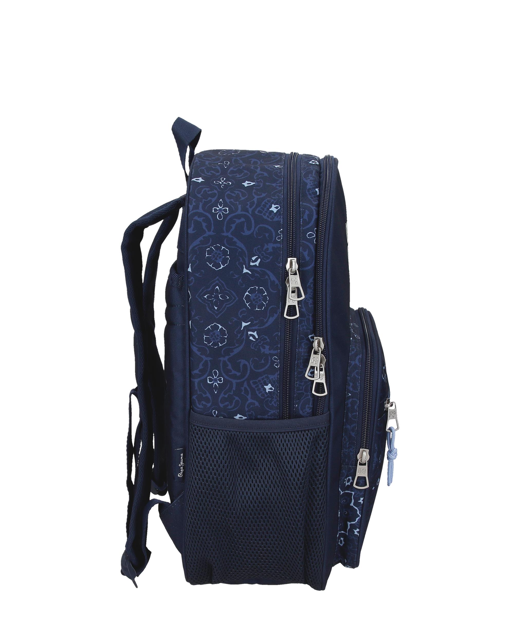 Mochila escolar 40 cm PJL Lenay dos compartimentos adaptable a carro marino Azul-2