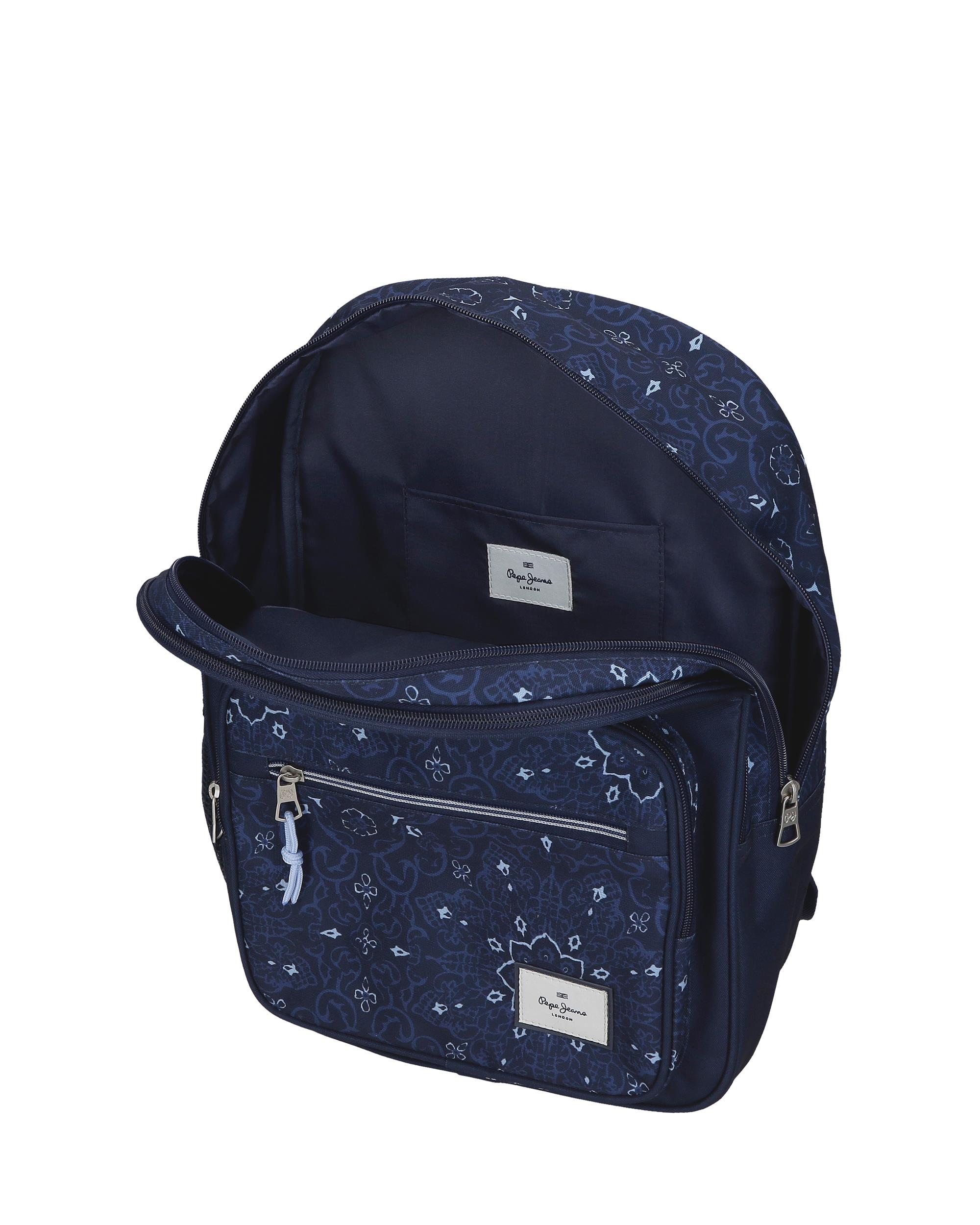 Mochila escolar 40 cm PJL Lenay dos compartimentos adaptable a carro marino Azul-4