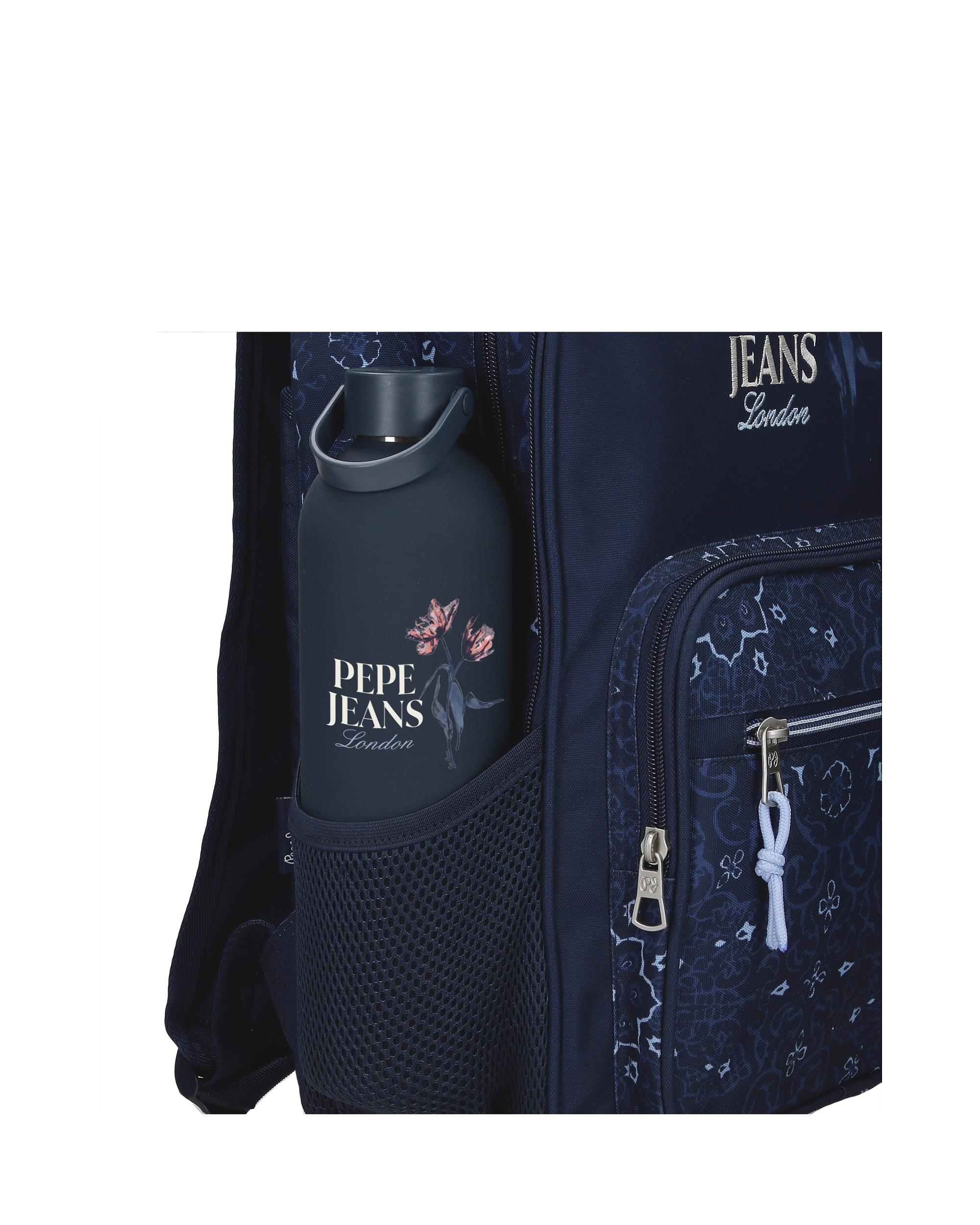 Mochila escolar 40 cm PJL Lenay dos compartimentos adaptable a carro marino Azul-6