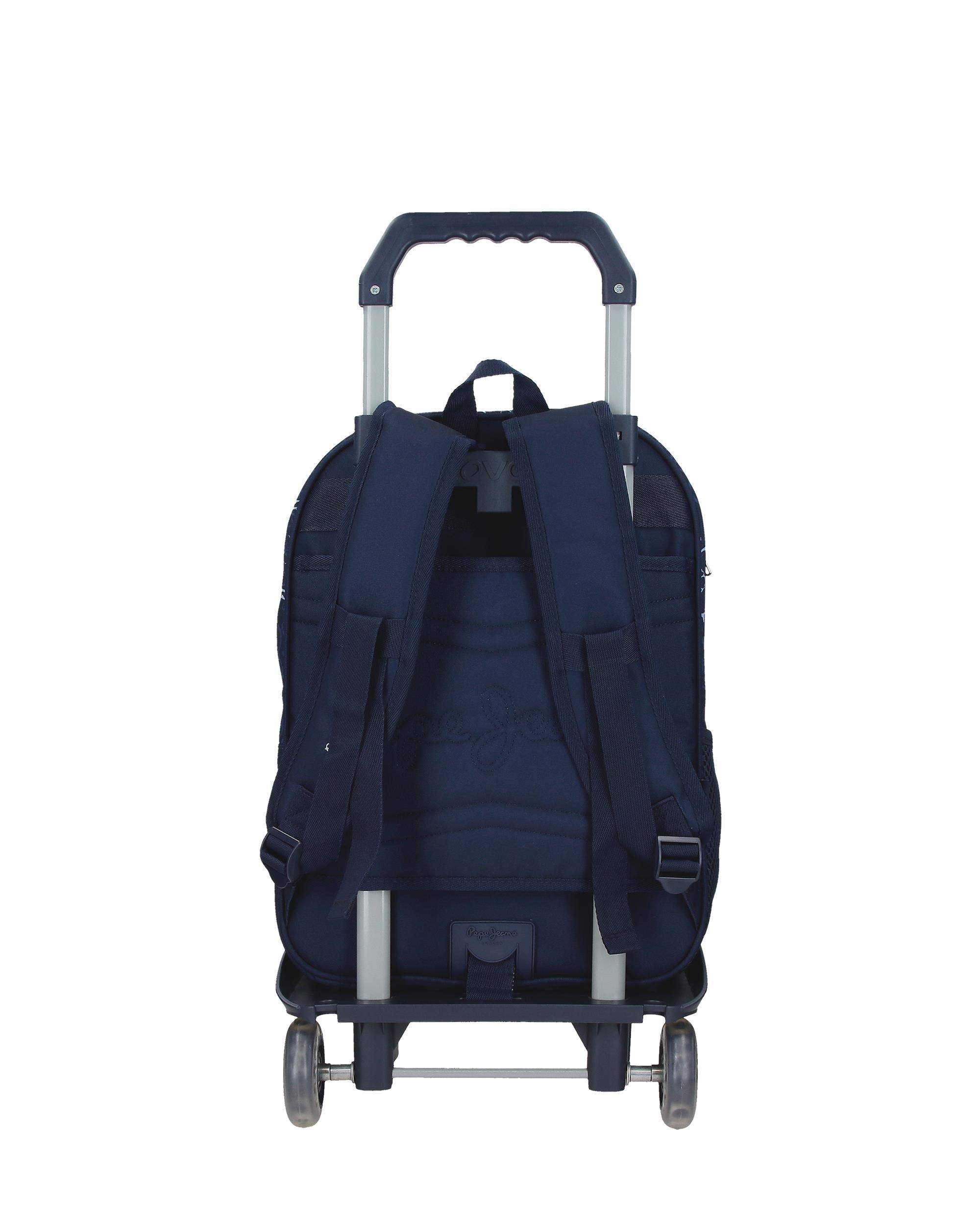 Mochila escolar 40 cm PJL Lenay dos compartimentos con carro marino Azul-3