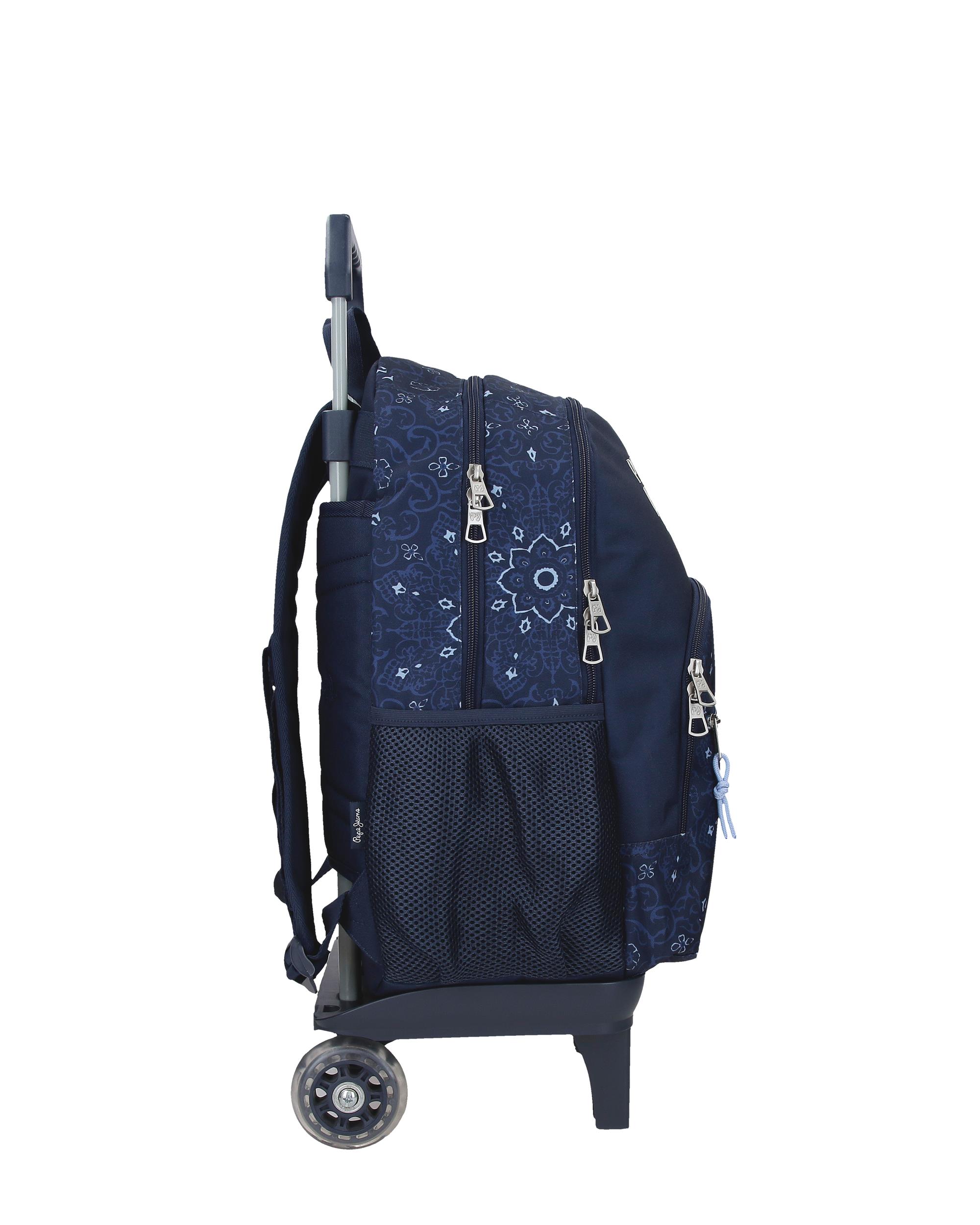 Mochila escolar 44 cm PJL Lenay dos compartimentos con carro marino Azul-2