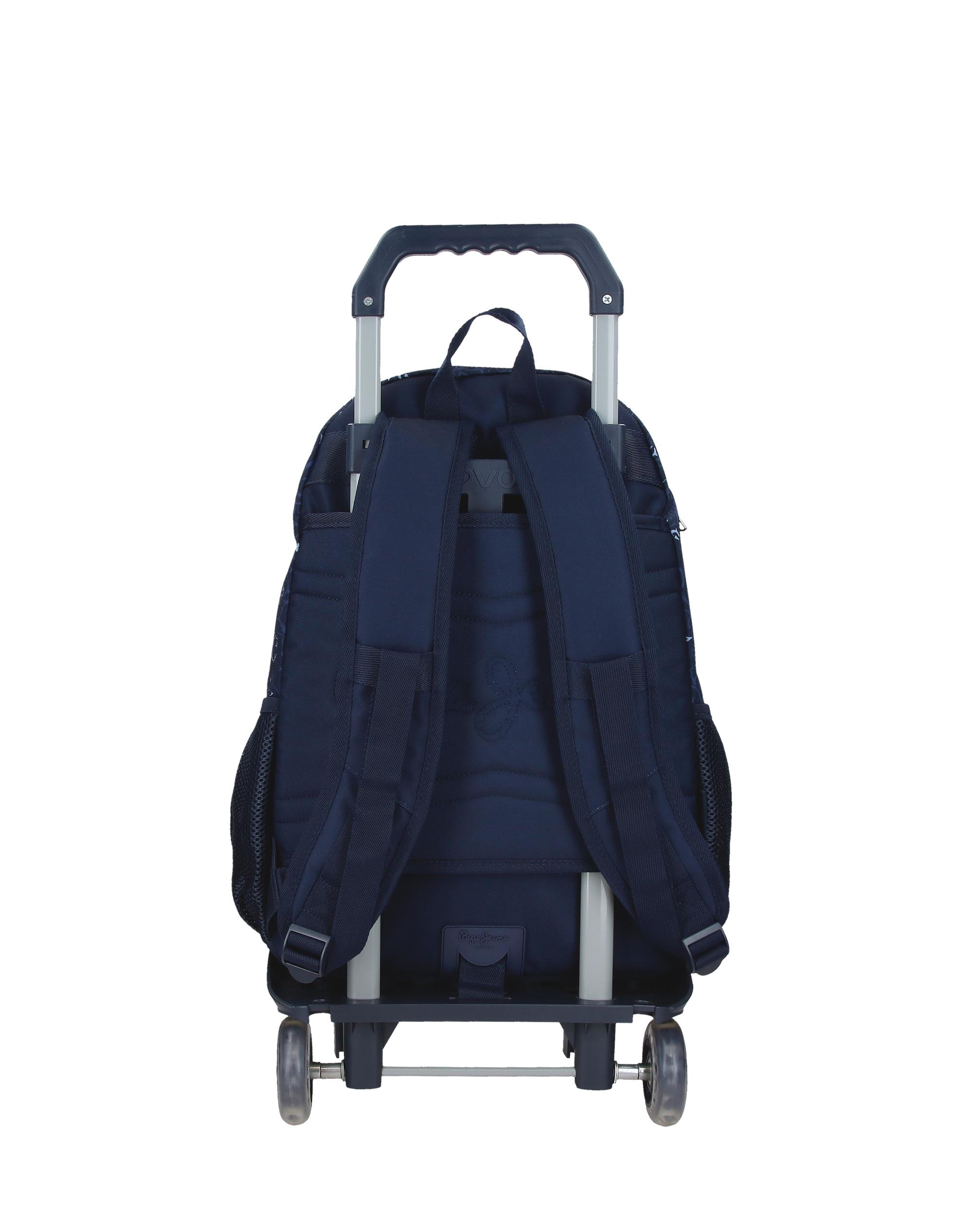 Mochila escolar 44 cm PJL Lenay dos compartimentos con carro marino Azul-3