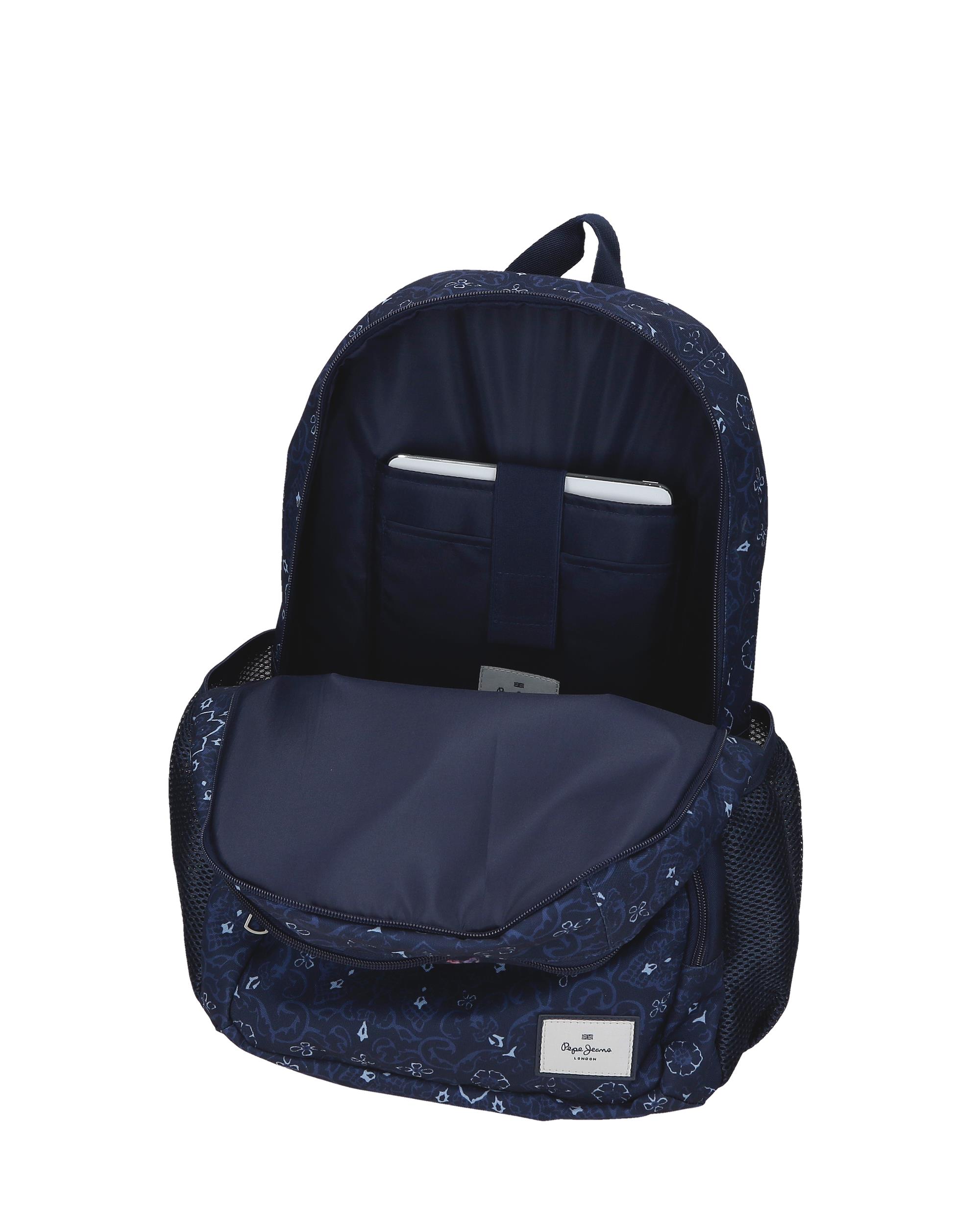 Mochila escolar 44 cm PJL Lenay dos compartimentos con carro marino Azul-4