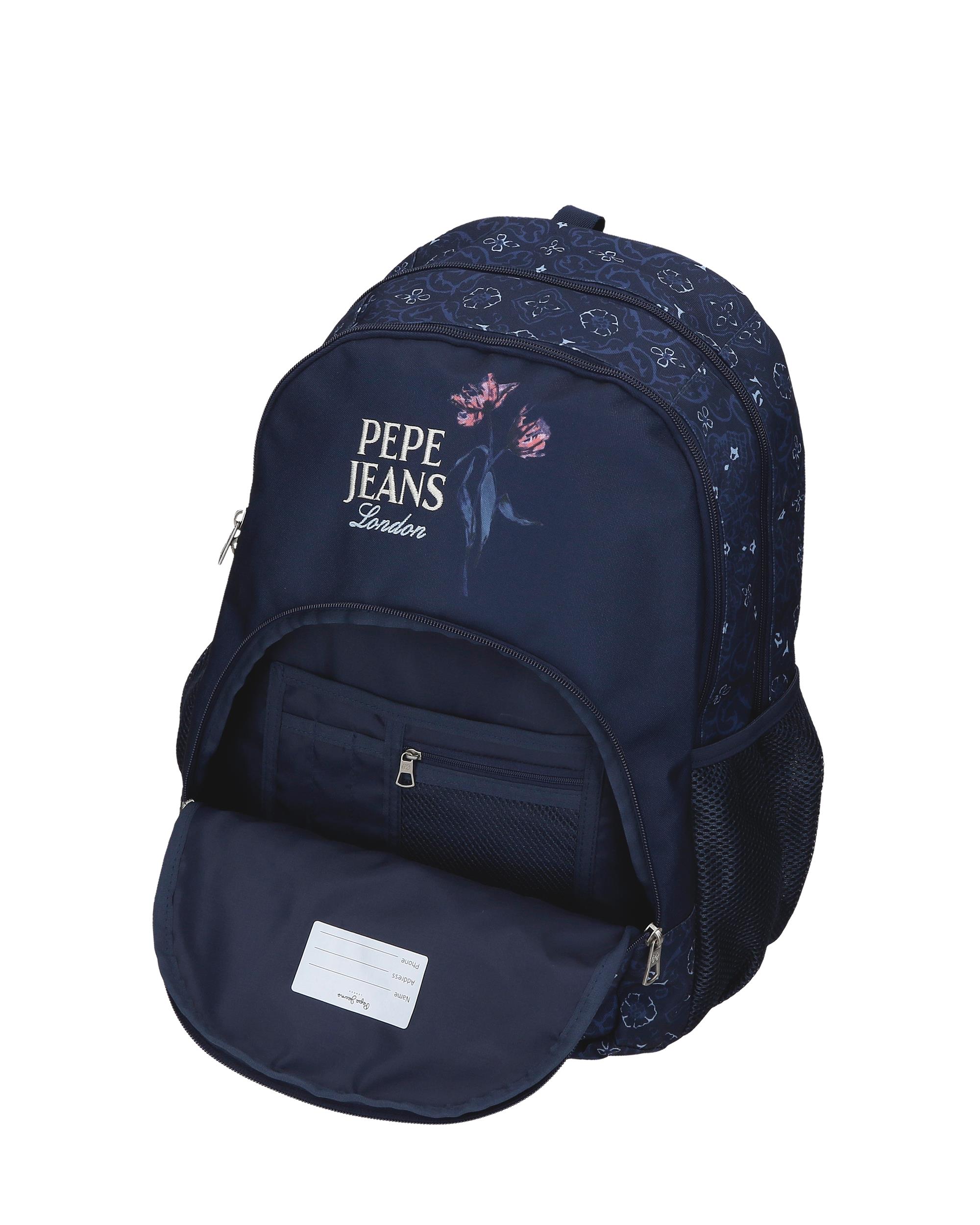 Mochila escolar 44 cm PJL Lenay dos compartimentos con carro marino Azul-5
