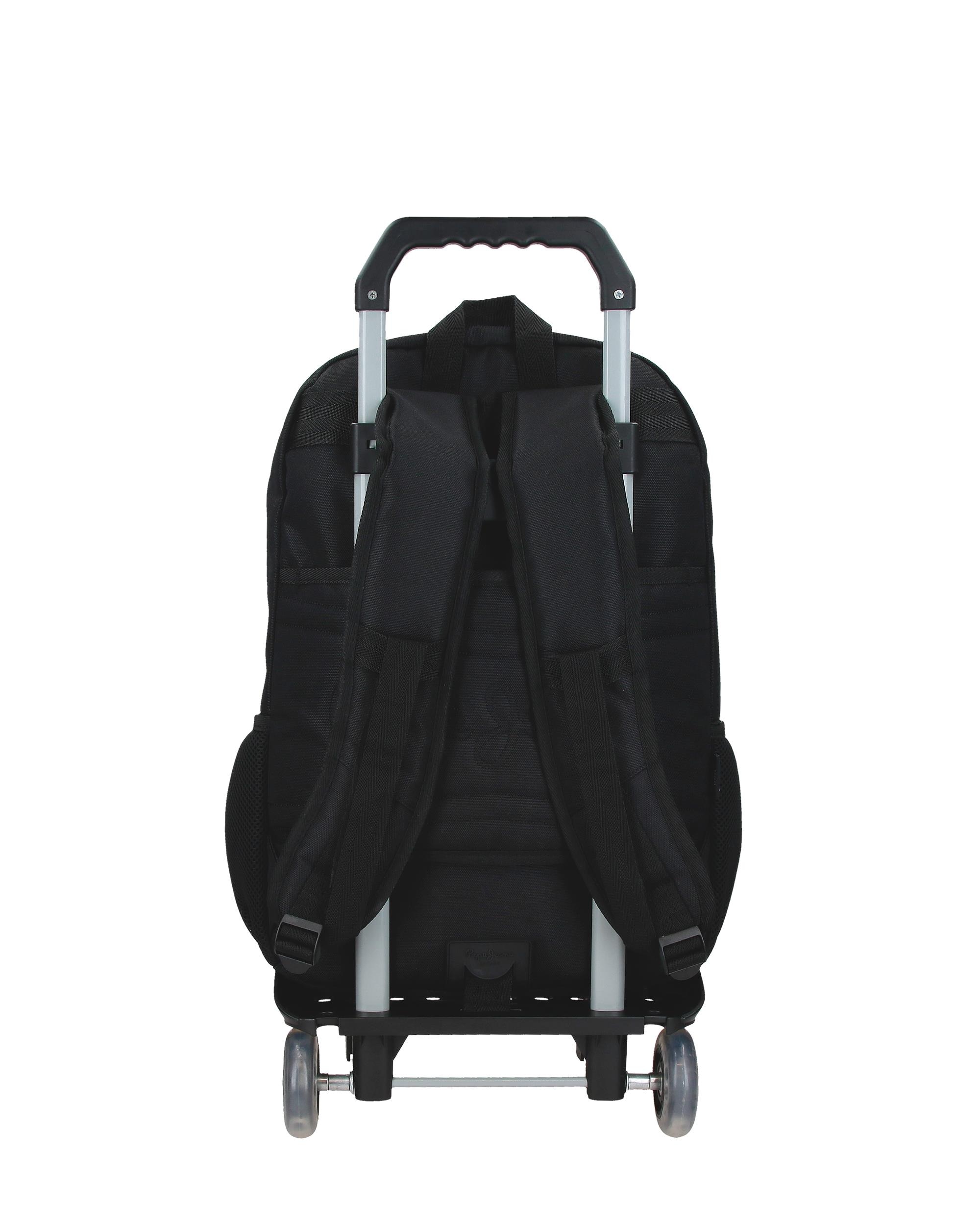 Imagen 3 de Mochila escolar 46 cm PJL Henry dos compartimentos con carro negro Negro