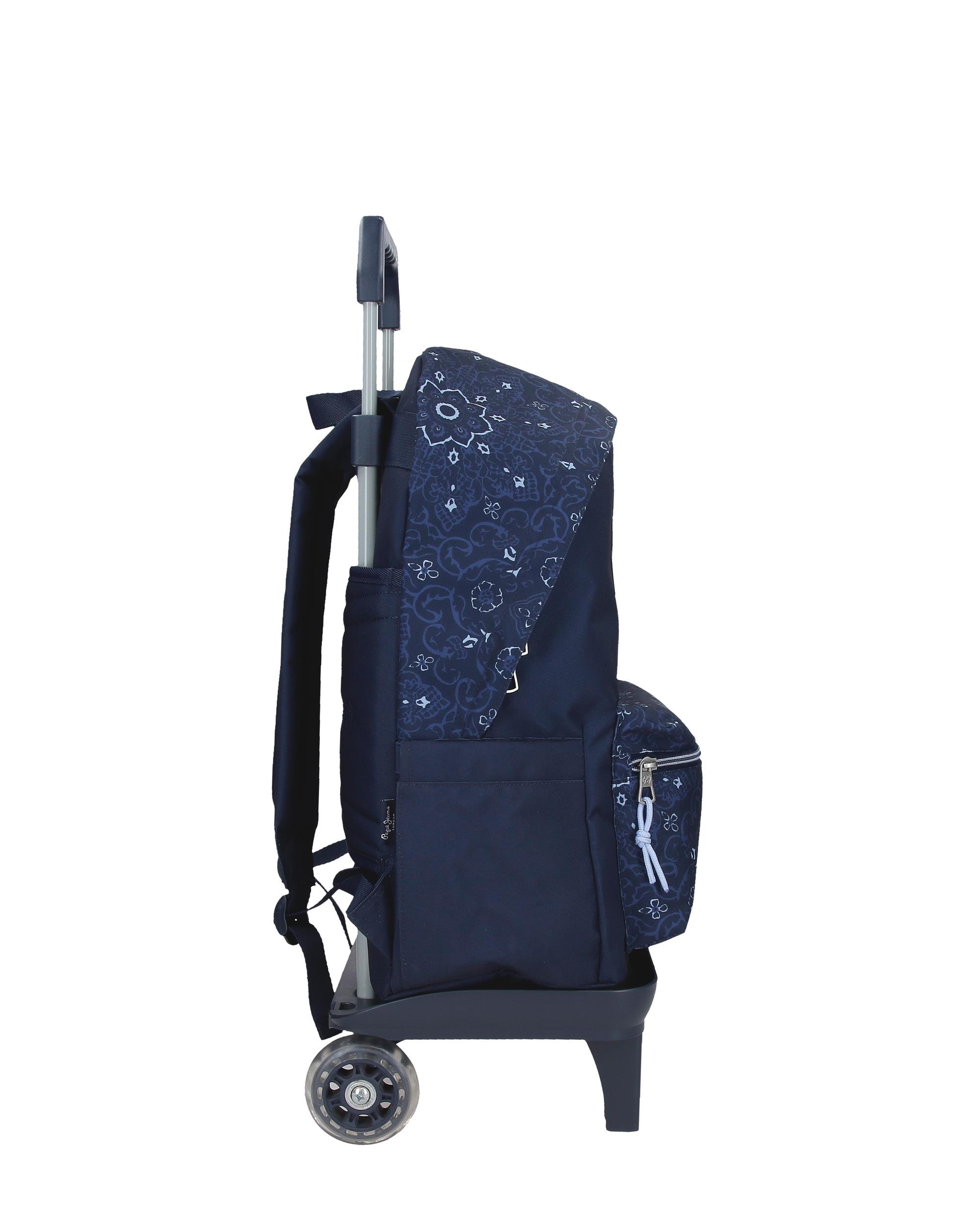 Mochila escolar 44 cm PJL Lenay con carro marino Azul-2