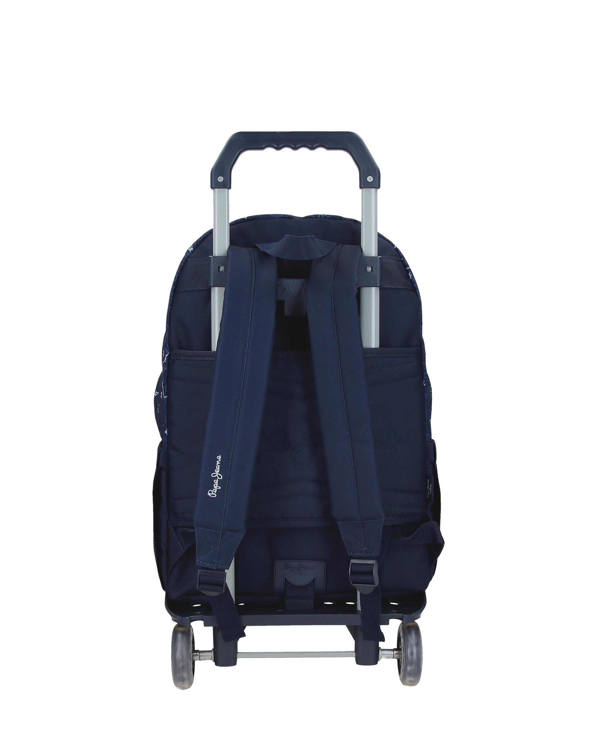 Mochila escolar 44 cm PJL Lenay con carro marino Azul-3