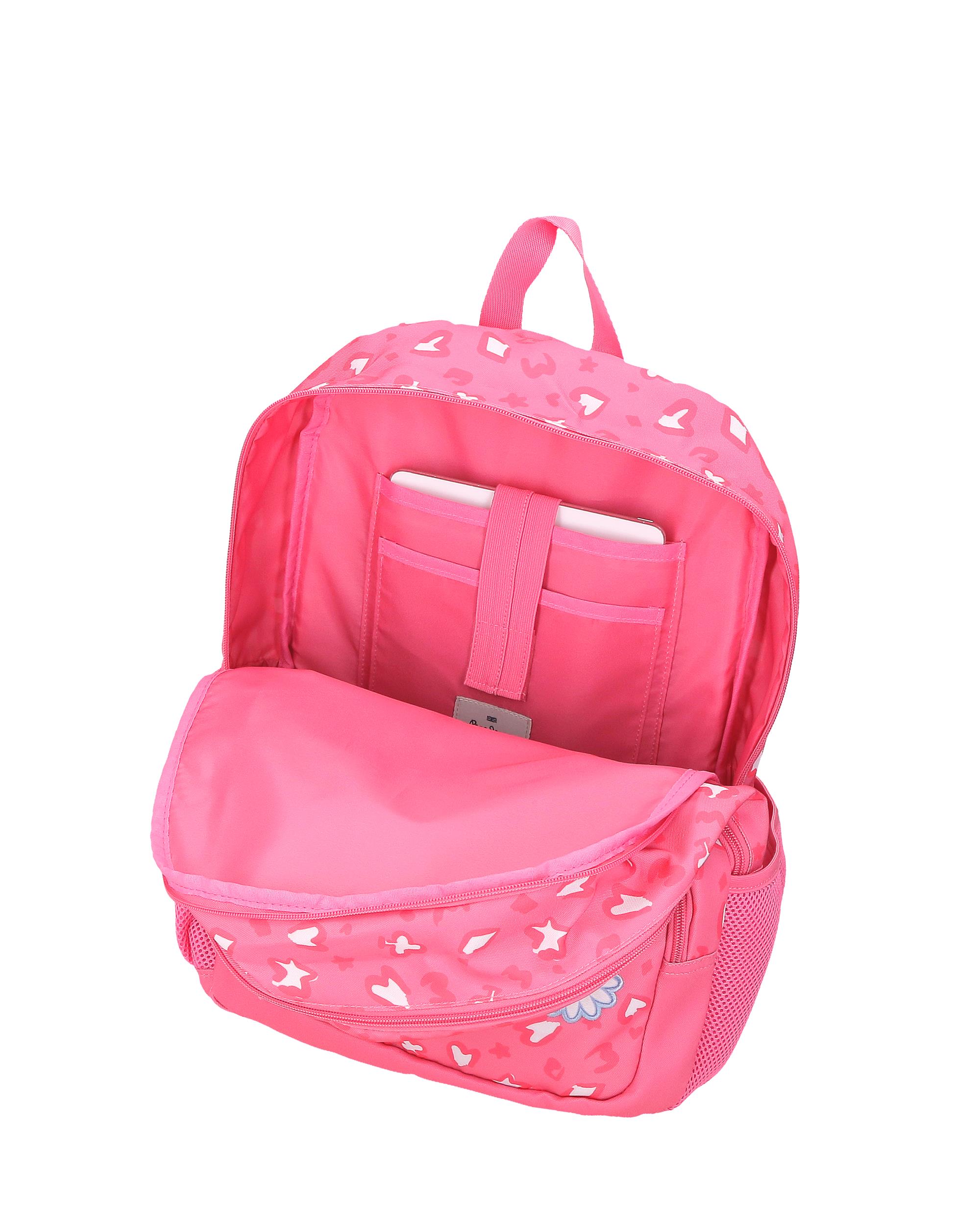 Mochila escolar 44 cm PJL Evelyn dos compartimentos con carro rosa Rosa-4
