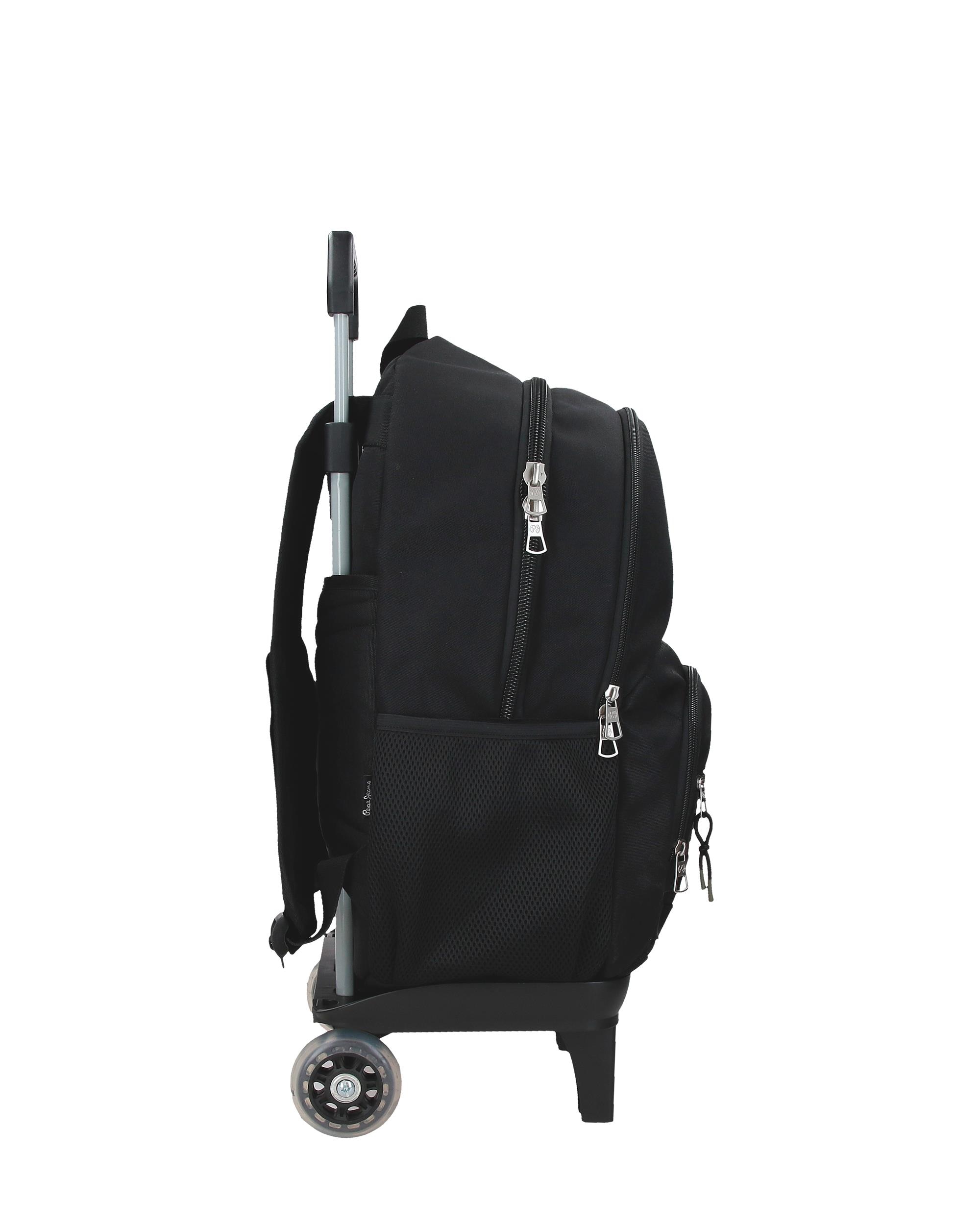 Imagen 2 de Mochila escolar 46 cm PJL Edward dos compartimentos con carro negro Negro