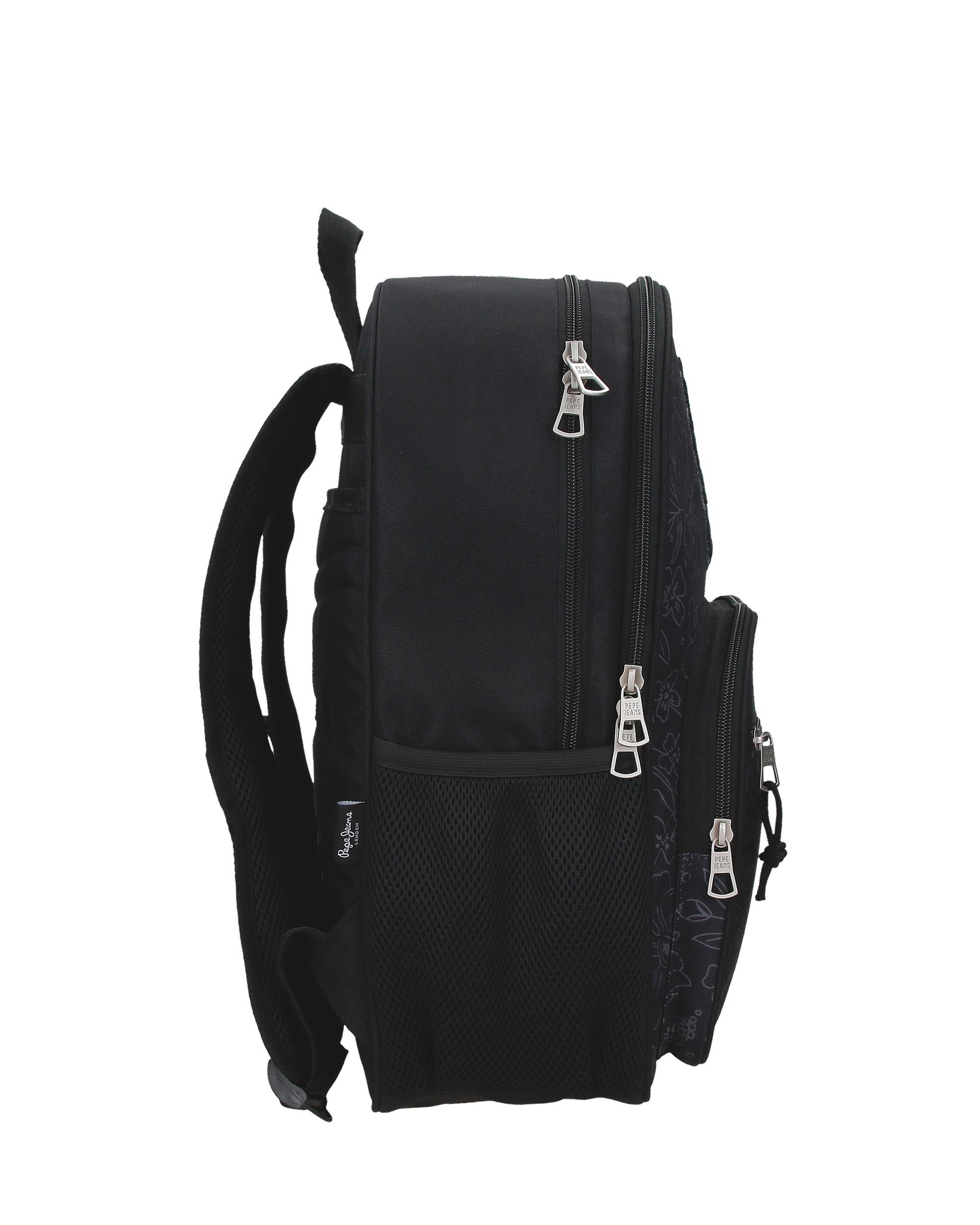 Mochila escolar 40 cm PJL Eloise dos compartimentos adaptable a carro negro Negro-2