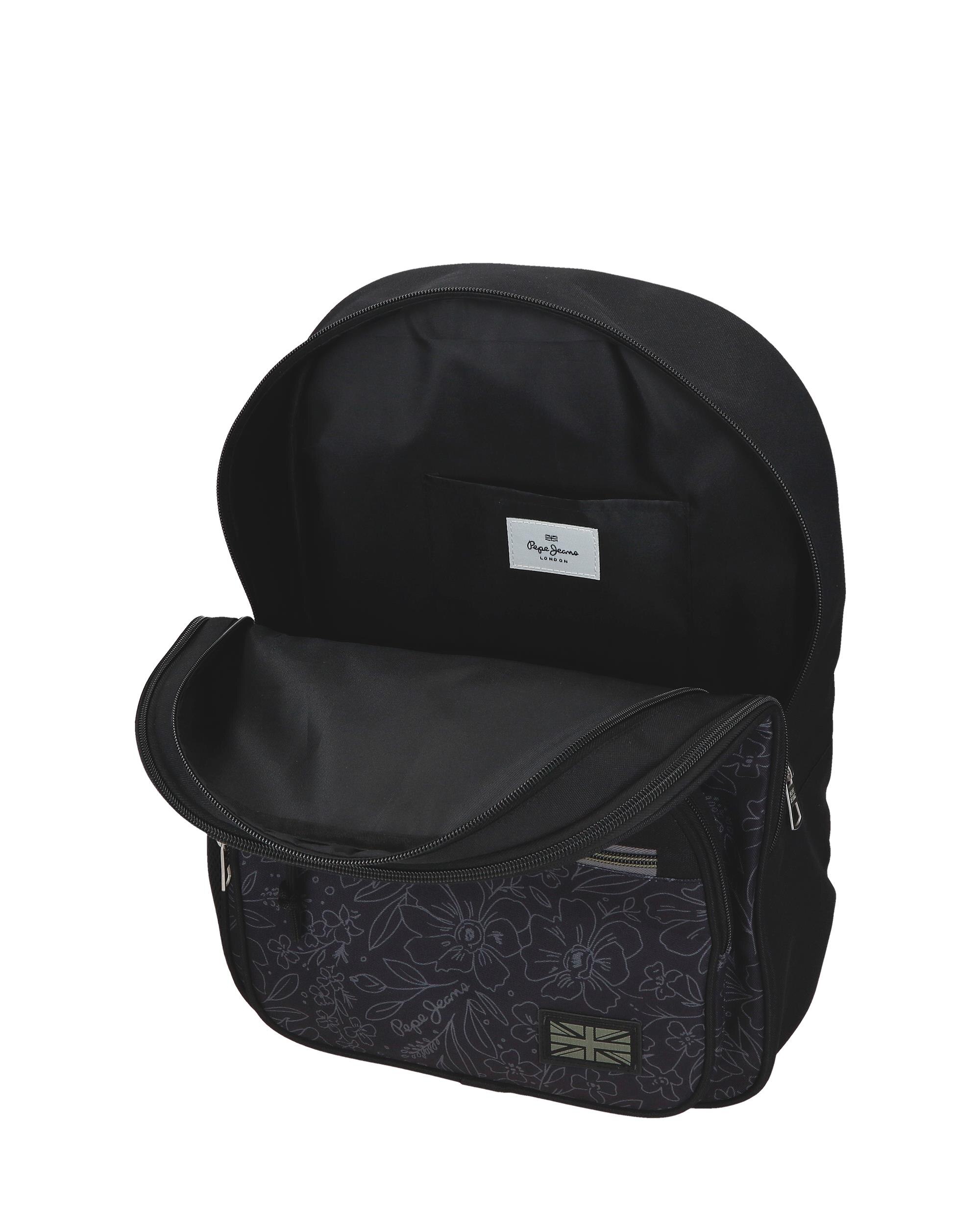 Mochila escolar 40 cm PJL Eloise dos compartimentos adaptable a carro negro Negro-4