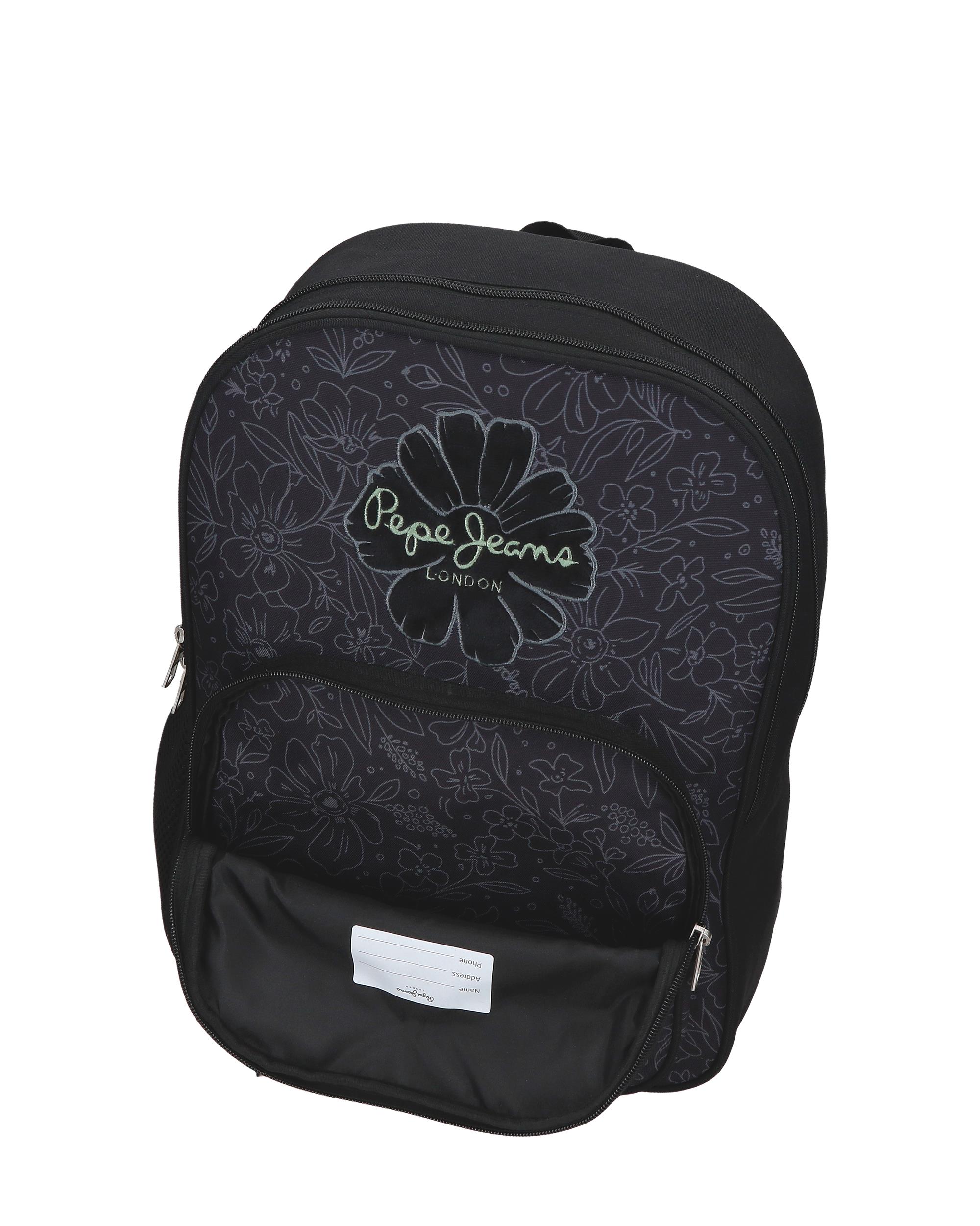 Mochila escolar 40 cm PJL Eloise dos compartimentos adaptable a carro negro Negro-5
