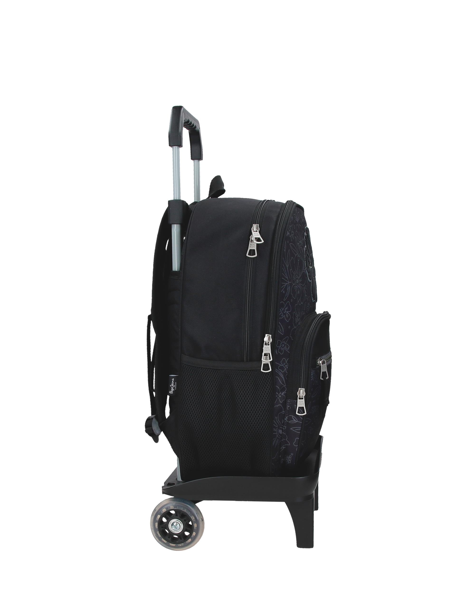 Mochila escolar 40 cm PJL Eloise dos compartimentos con carro negro Negro-2