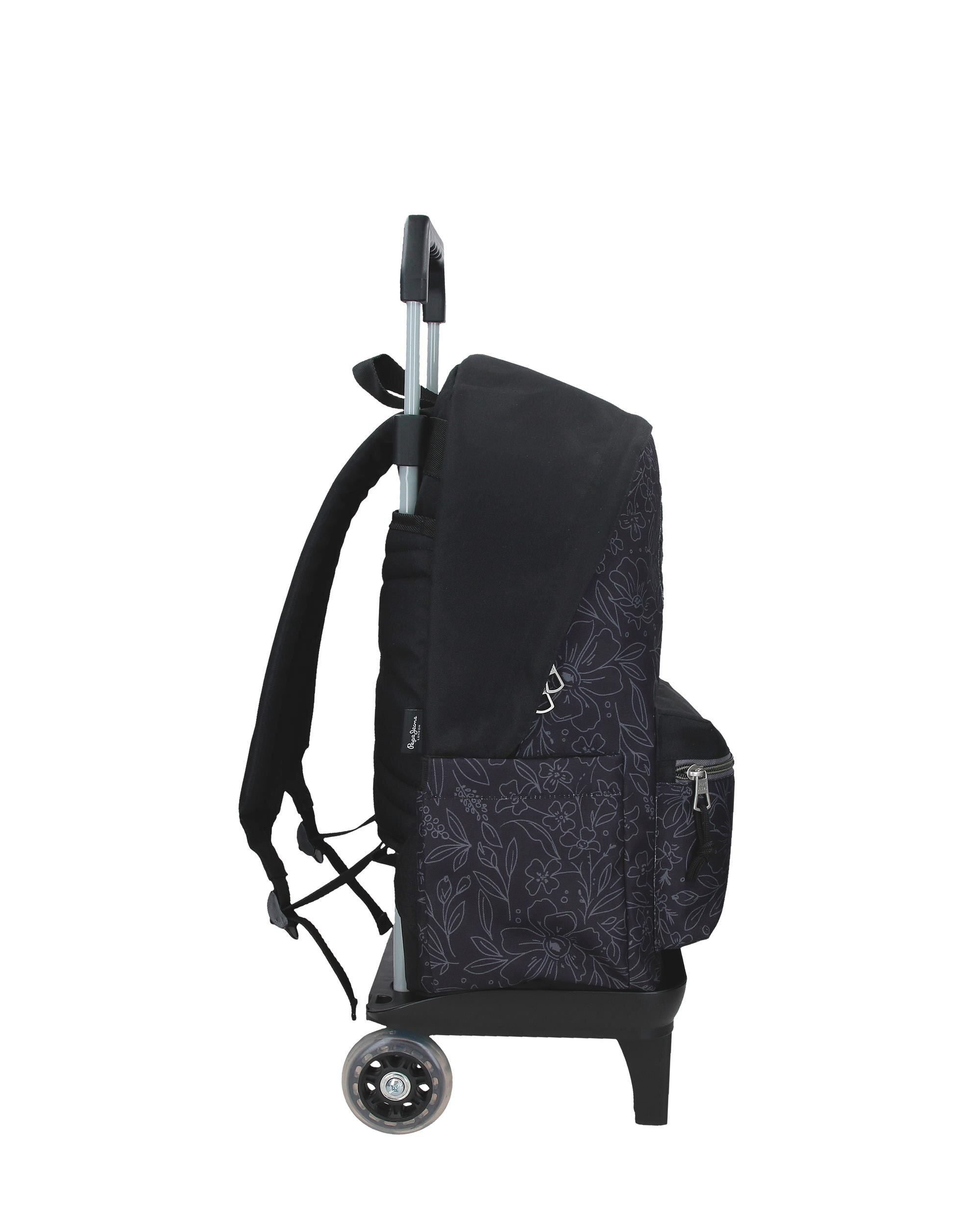 Mochila escolar 44 cm PJL Eloise con carro negro Negro-2