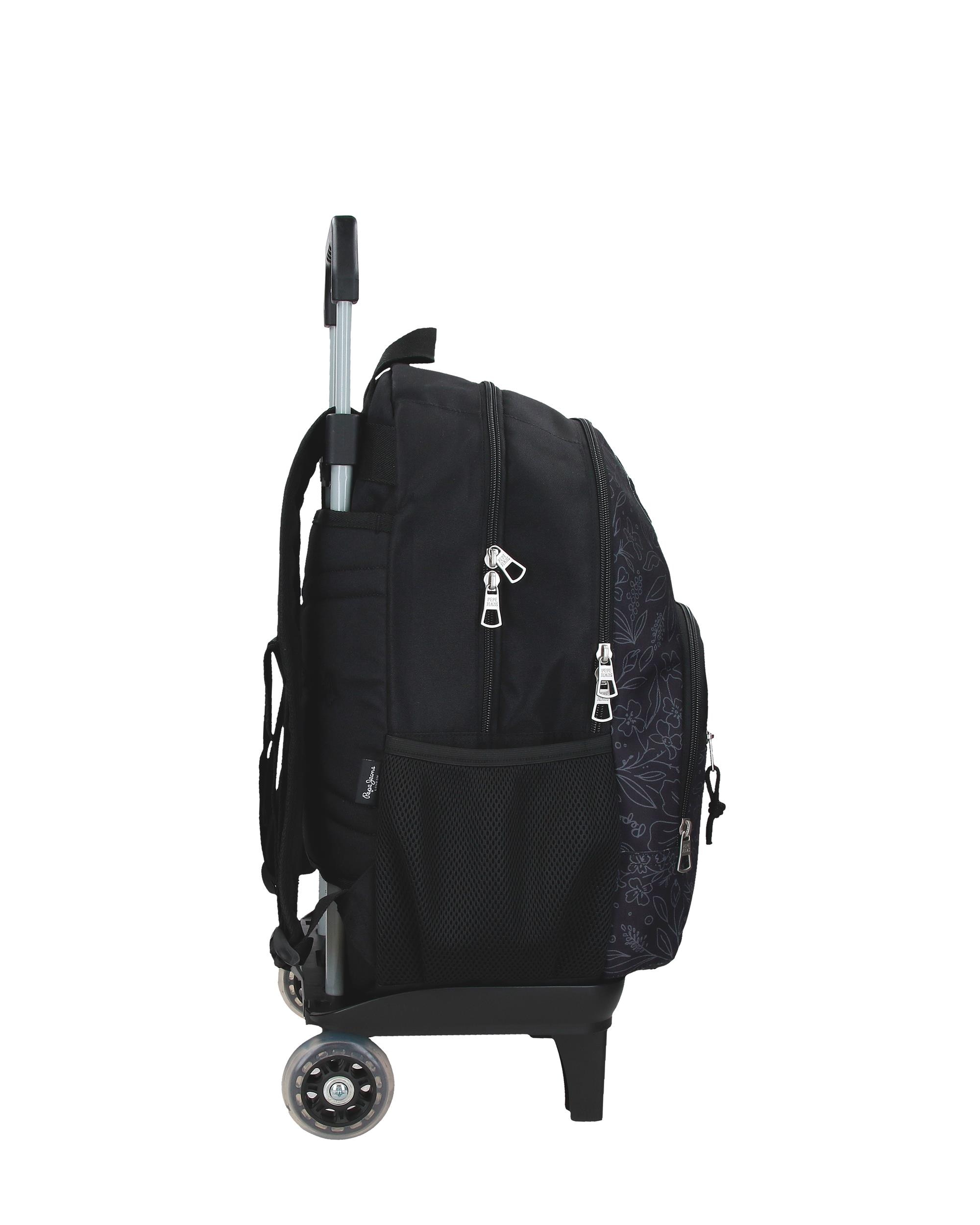 Mochila escolar 44 cm PJL Eloise dos compartimentos con carro negro Negro-2
