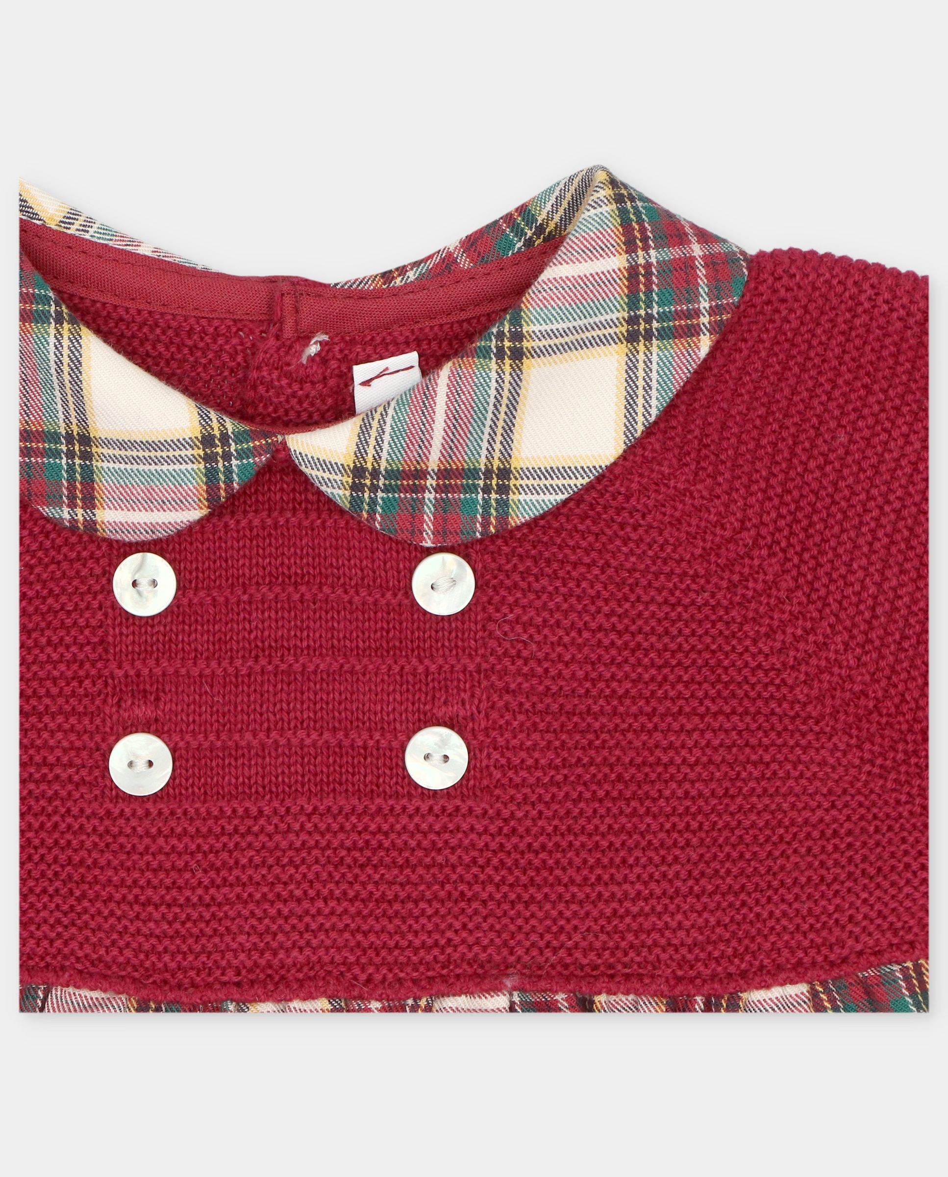 Pelele de bebé niño combinado de punto con estampado de cuadros. - Martín Aranda - Burdeos Burdeos-2