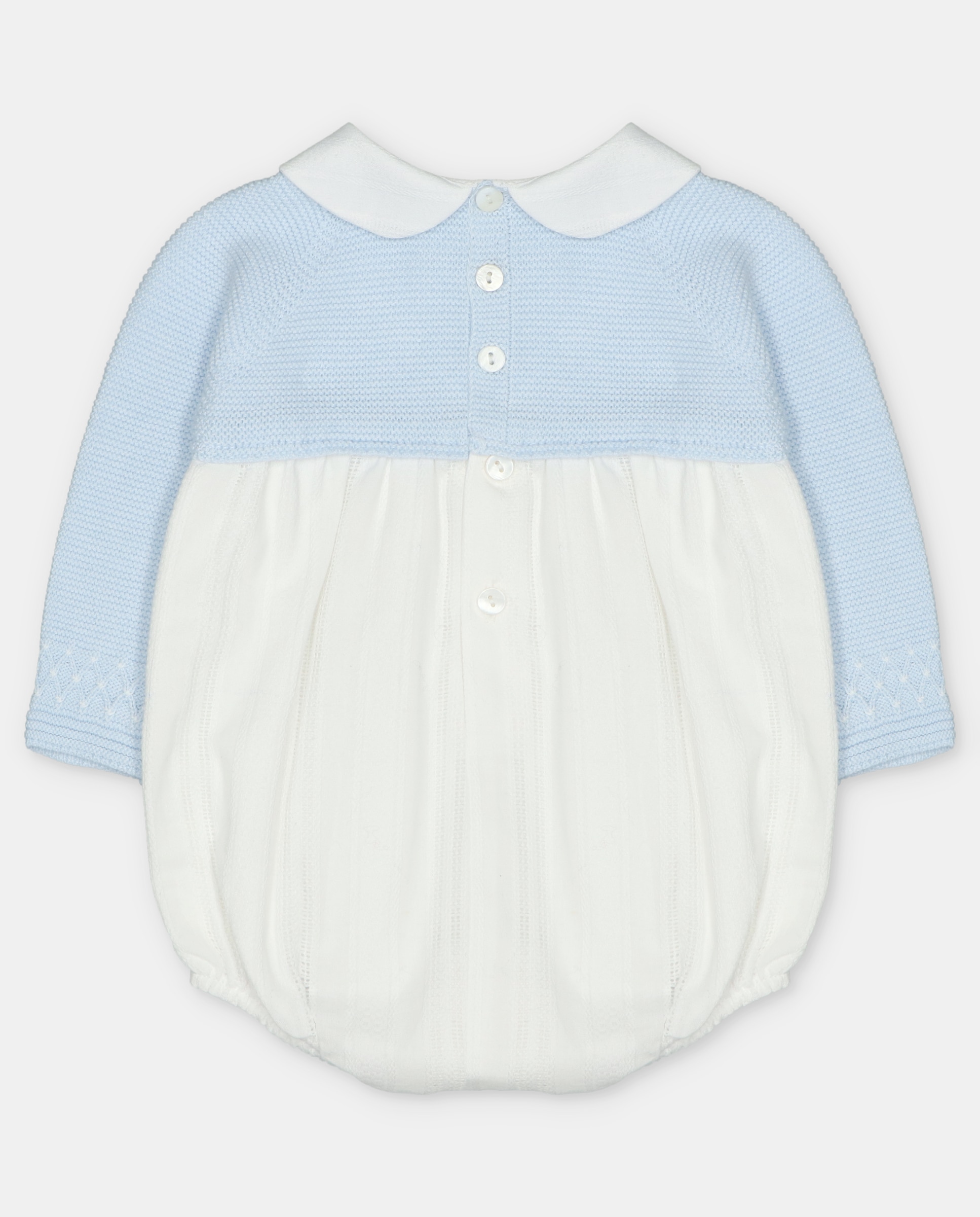 Pelele de bebé niño combinado de punto detalles de rombos con microestampado de fantasía. - Martín Aranda - Azul celeste Azul celeste-3