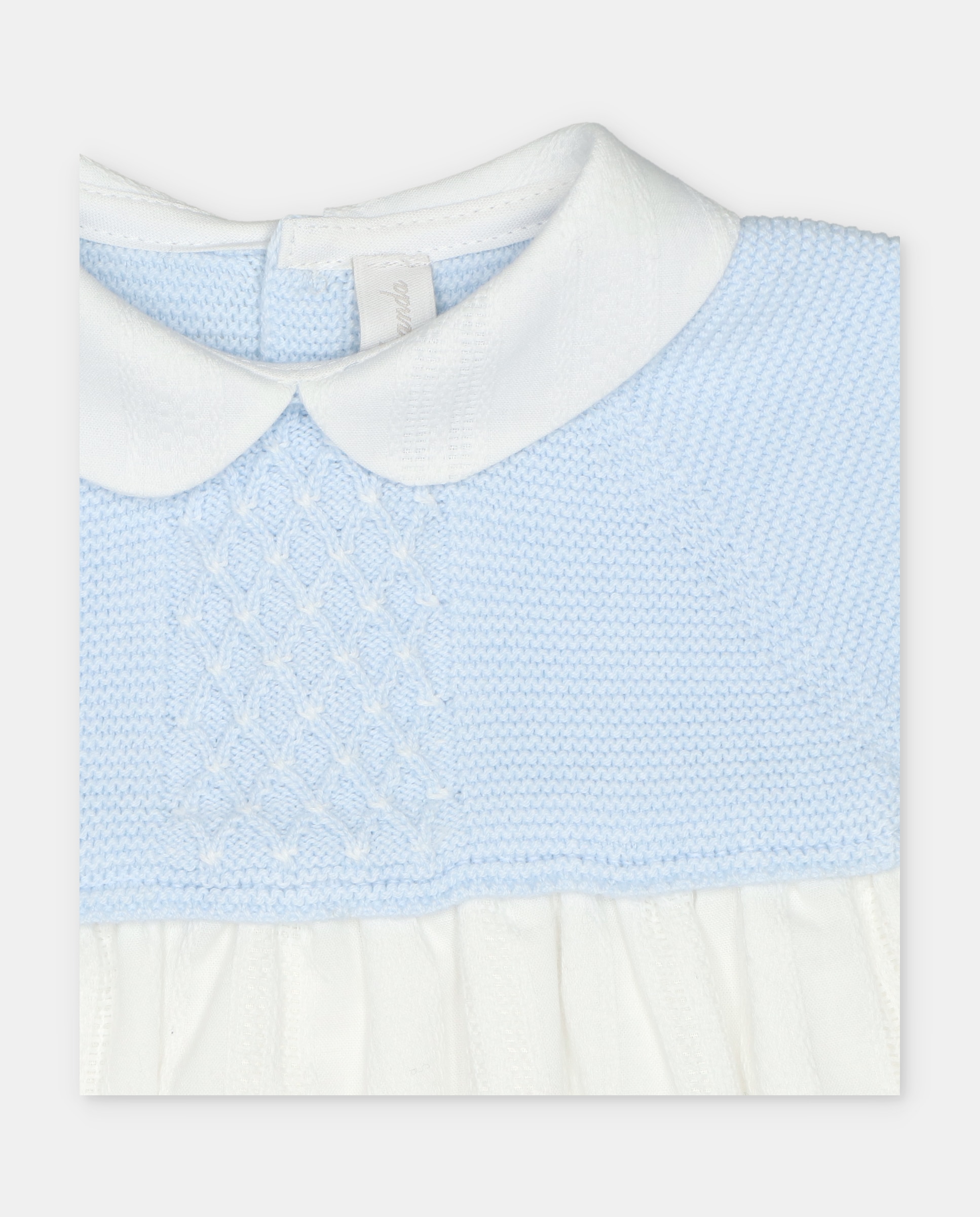 Pelele de bebé niño combinado de punto detalles de rombos con microestampado de fantasía. - Martín Aranda - Azul celeste Azul celeste-2