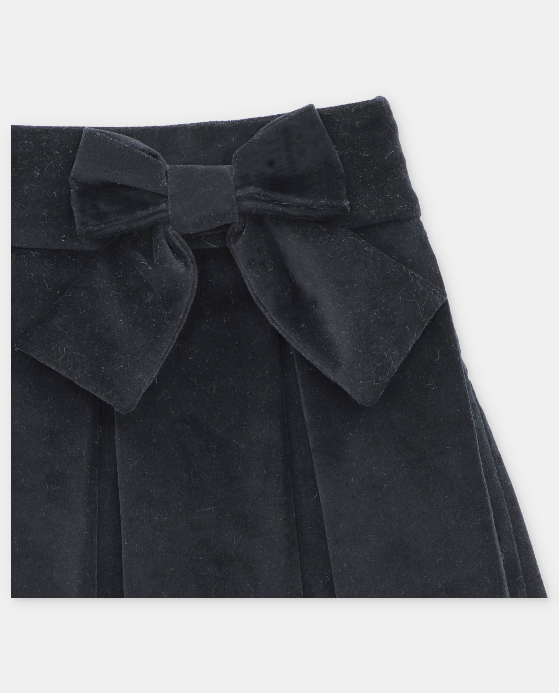 Falda de niña de tela con pliegues definidos y lazo en cintura. - Martín Aranda - Negro Negro-4