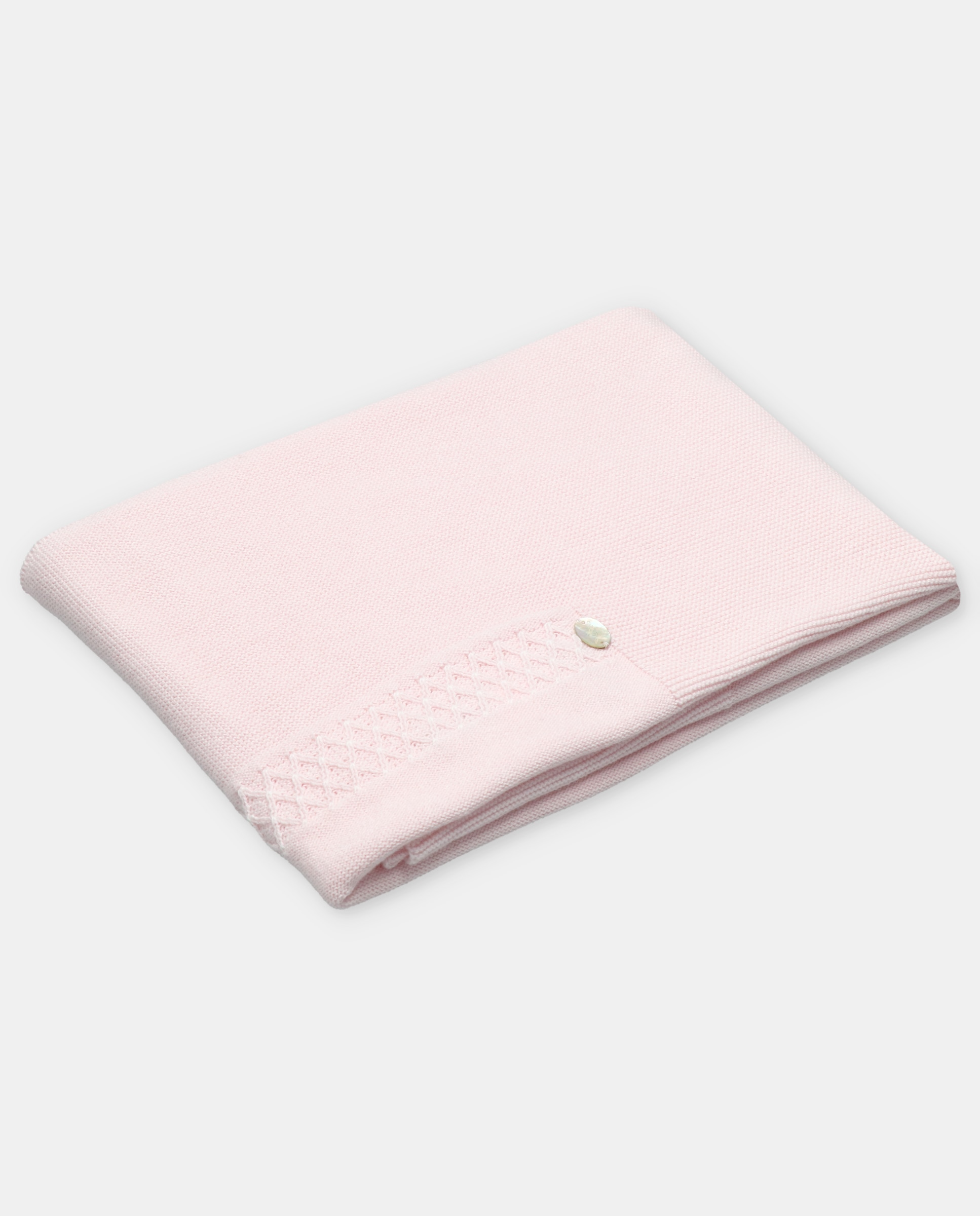 Toquilla de bebé de punto con rombos. - Martín Aranda - Rosa claro Rosa claro-1