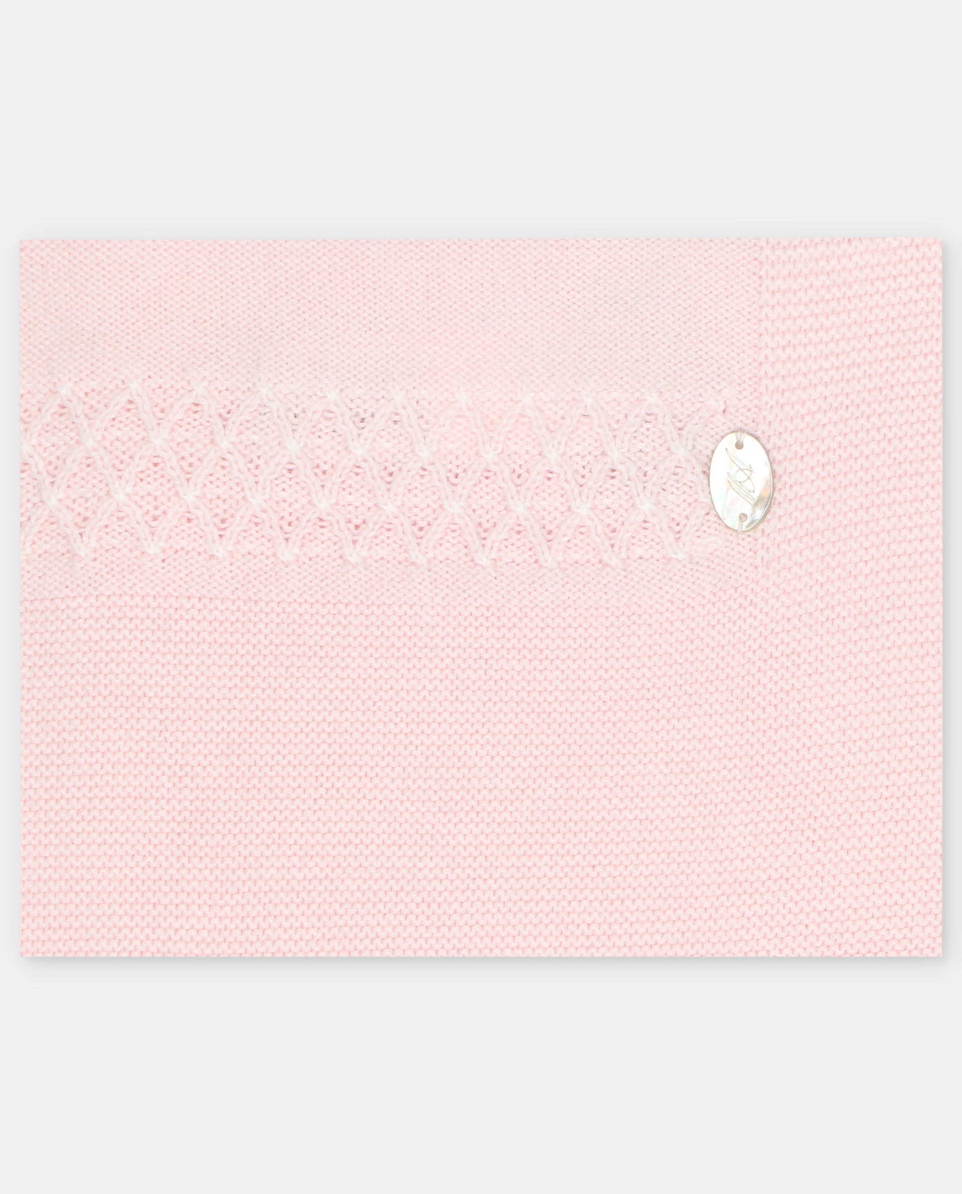 Toquilla de bebé de punto con rombos. - Martín Aranda - Rosa claro Rosa claro-3