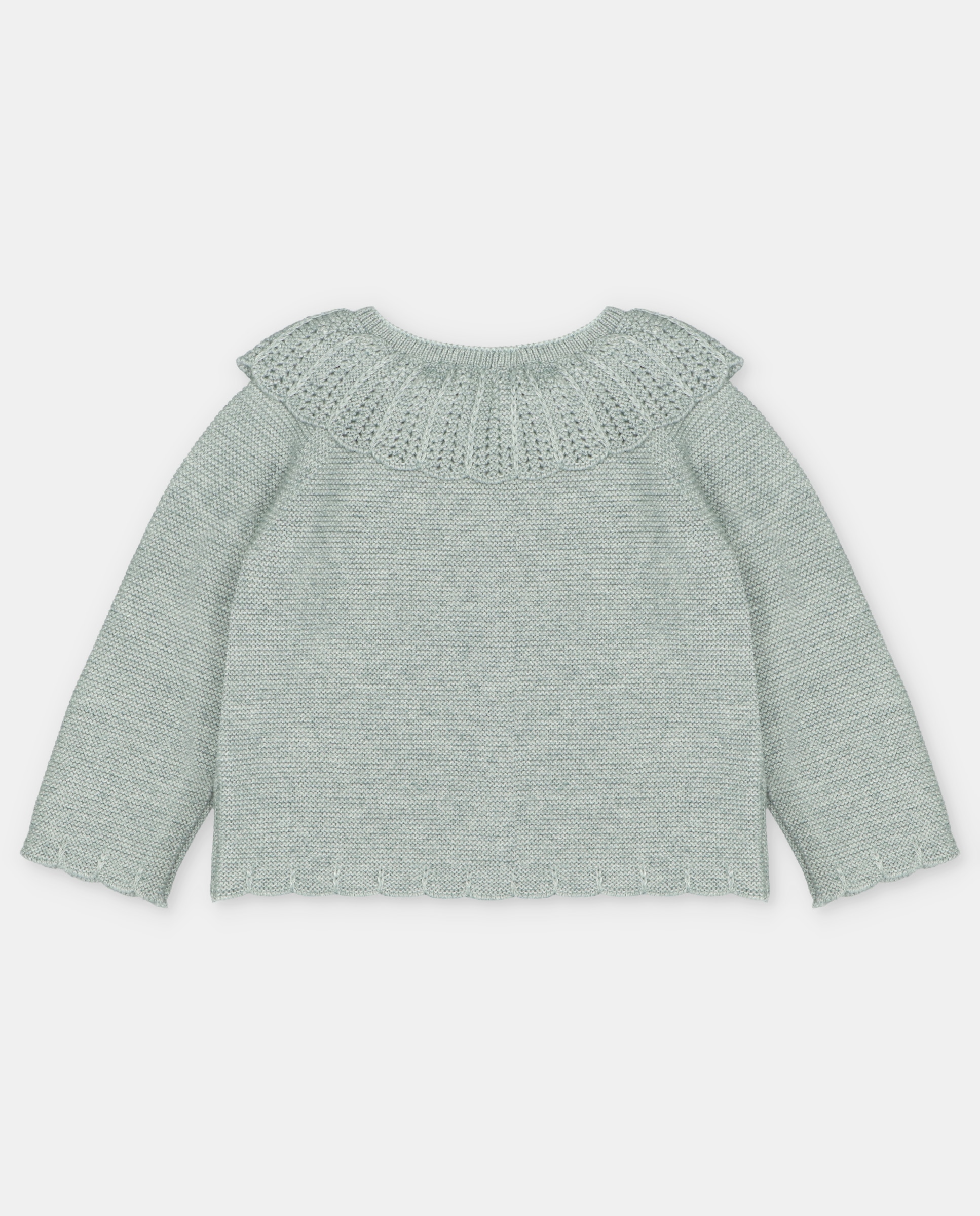 Chaqueta de niña tricot con cuello volante calado. - Martín Aranda - Verde Verde-5