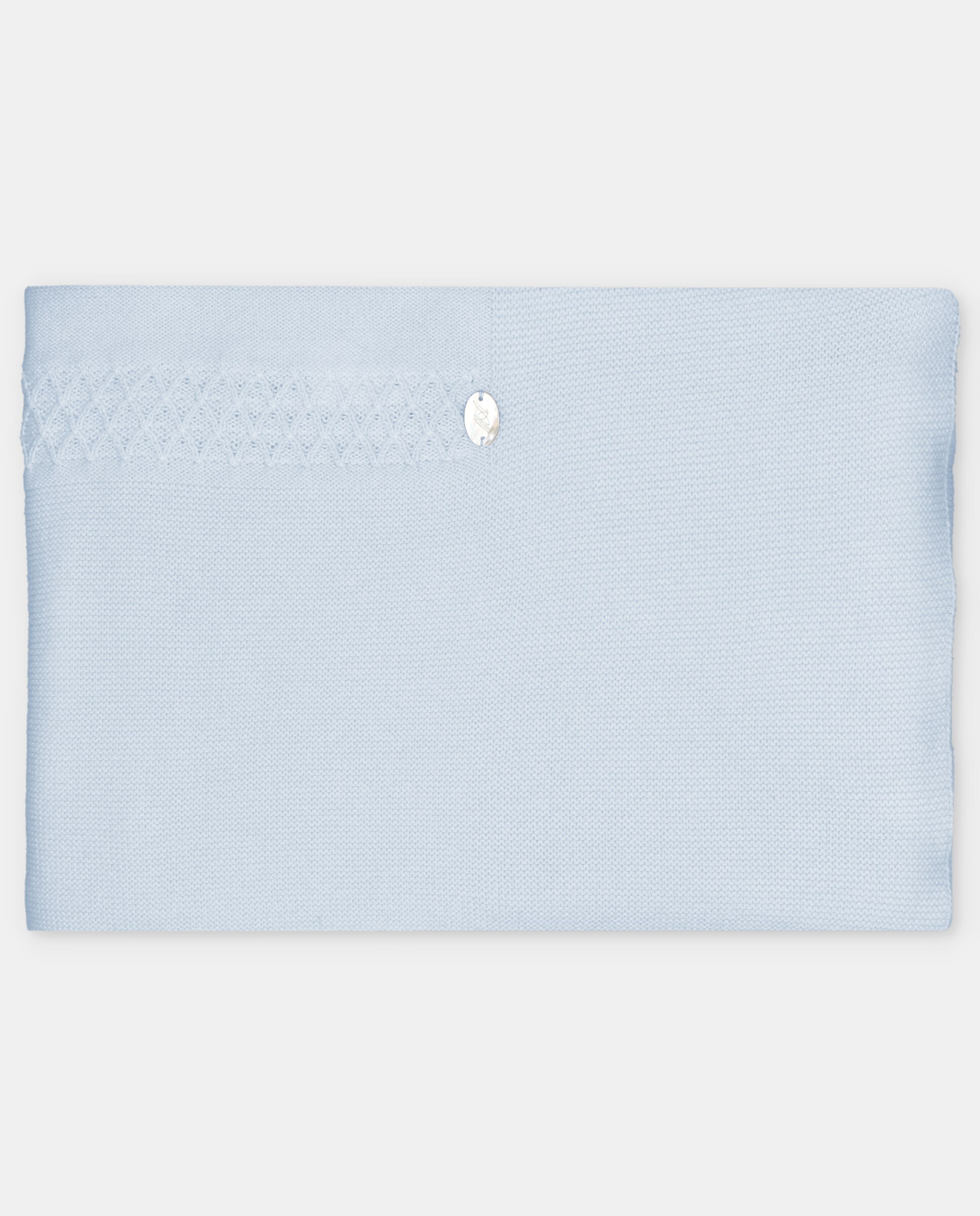 Toquilla de bebé de punto con rombos. - Martín Aranda - Azul celeste Azul celeste-3