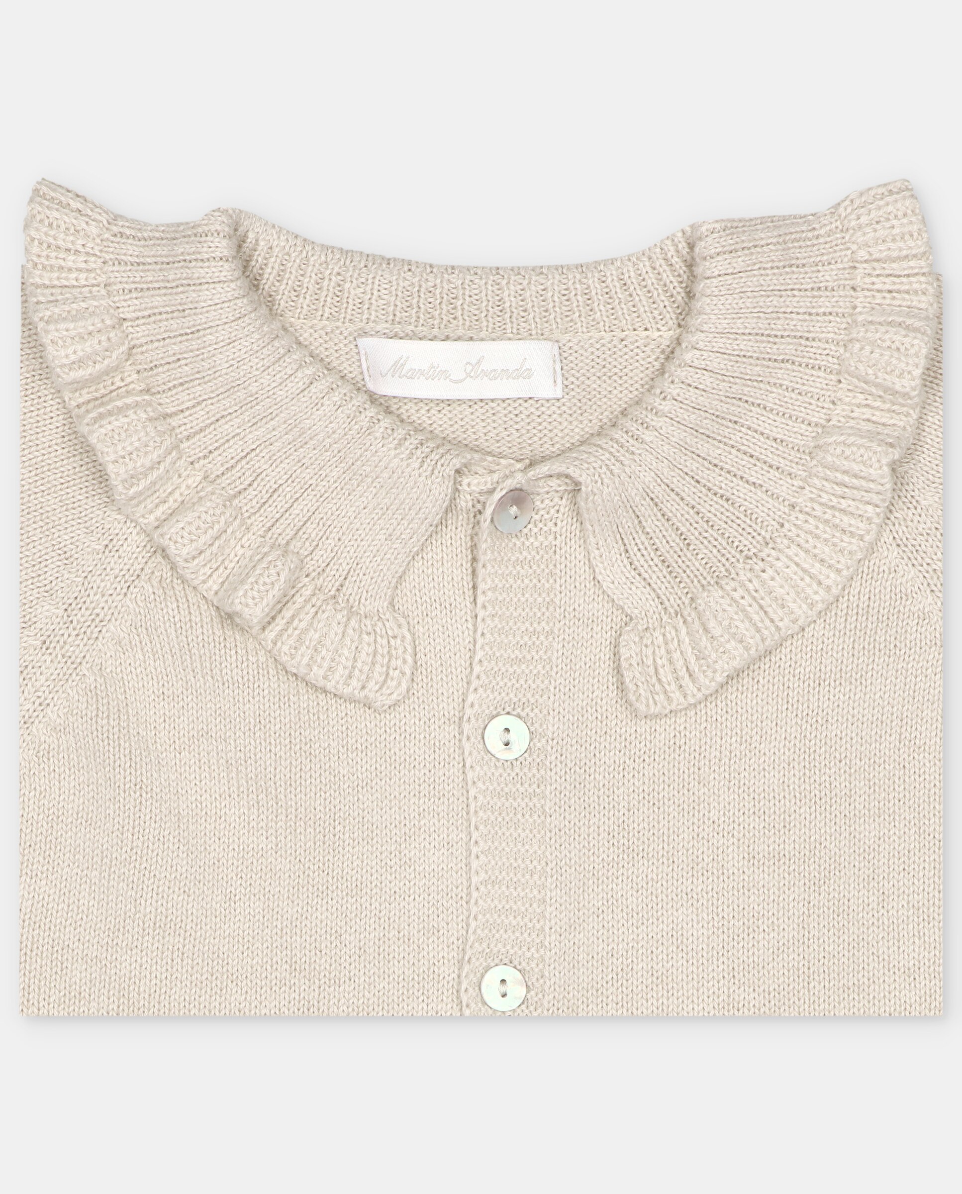 Chaqueta de niña tricot con cuello volante. - Martín Aranda - Beige Beige-2
