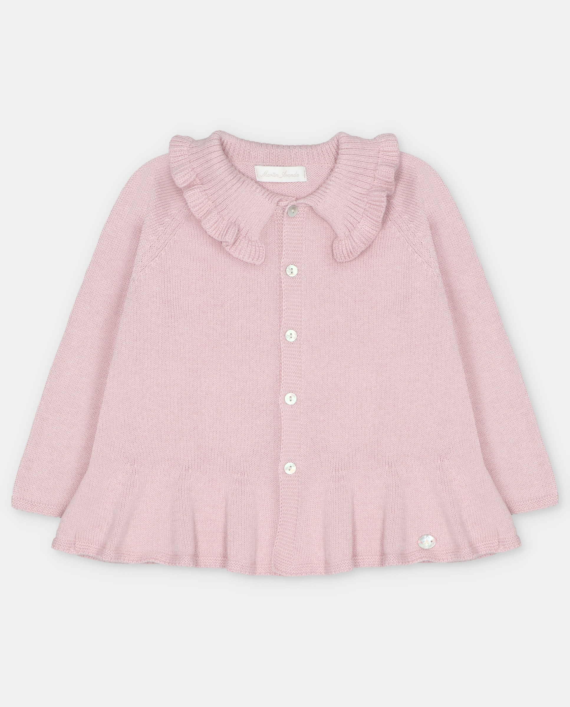 Chaqueta de niña tricot con cuello volante. - Martín Aranda - Rosa claro Rosa claro-1