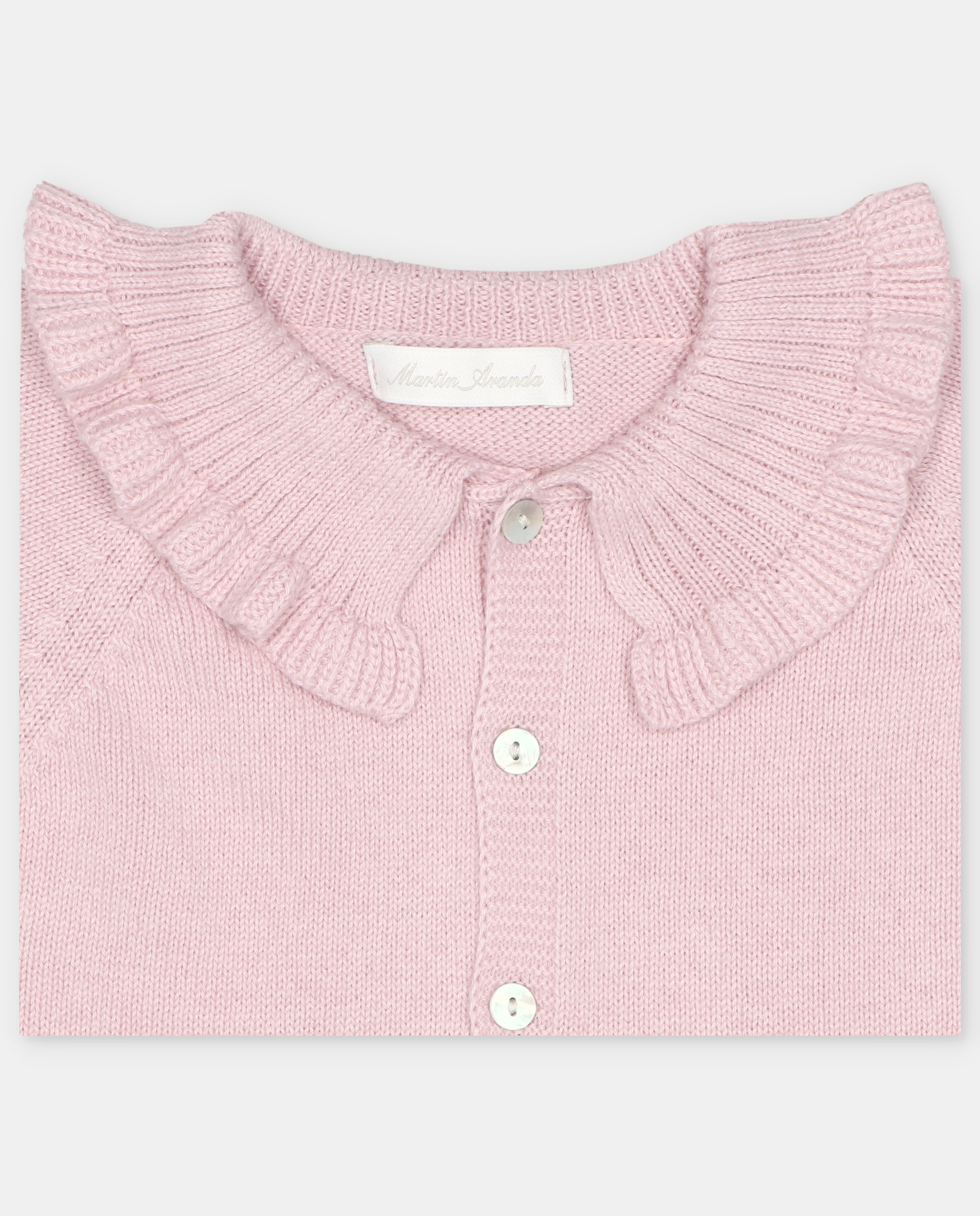Chaqueta de niña tricot con cuello volante. - Martín Aranda - Rosa claro Rosa claro-2