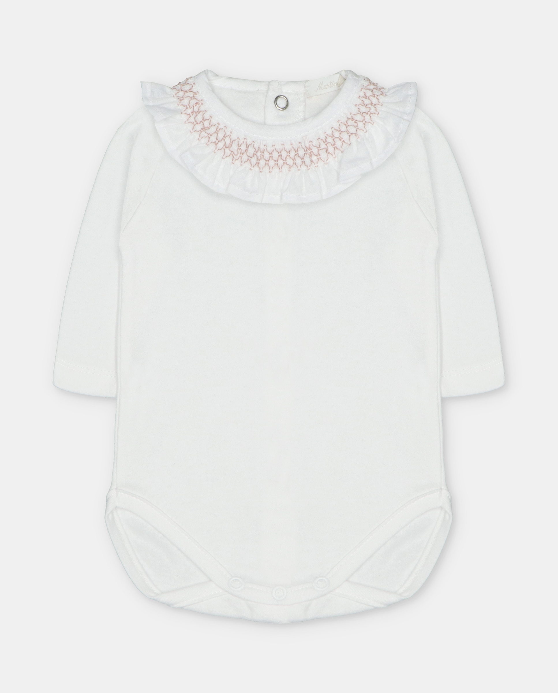 Body de bebé niña de interlock con cuello punto smock. - Martín Aranda - Rosa claro Rosa claro-1