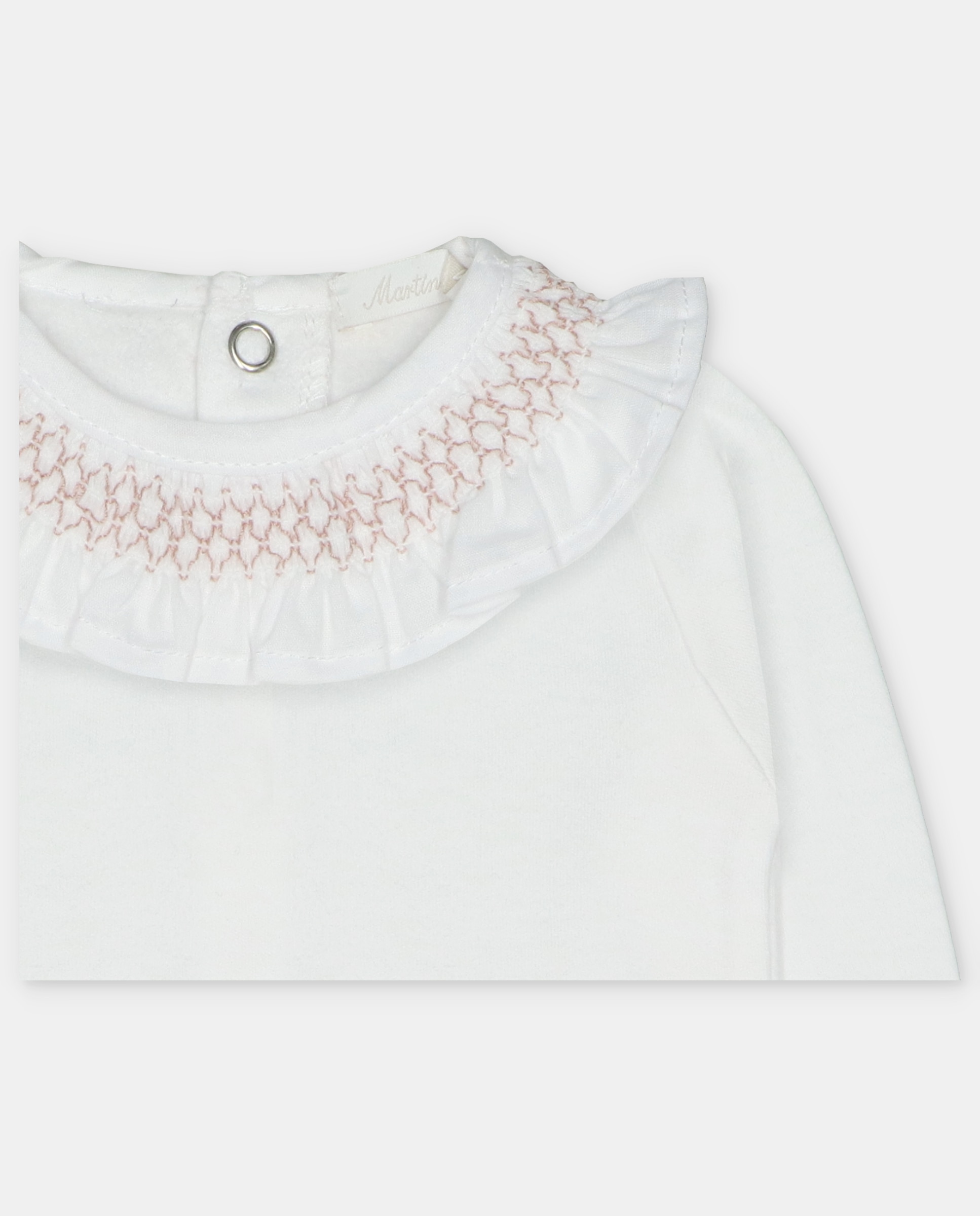 Body de bebé niña de interlock con cuello punto smock. - Martín Aranda - Rosa claro Rosa claro-2