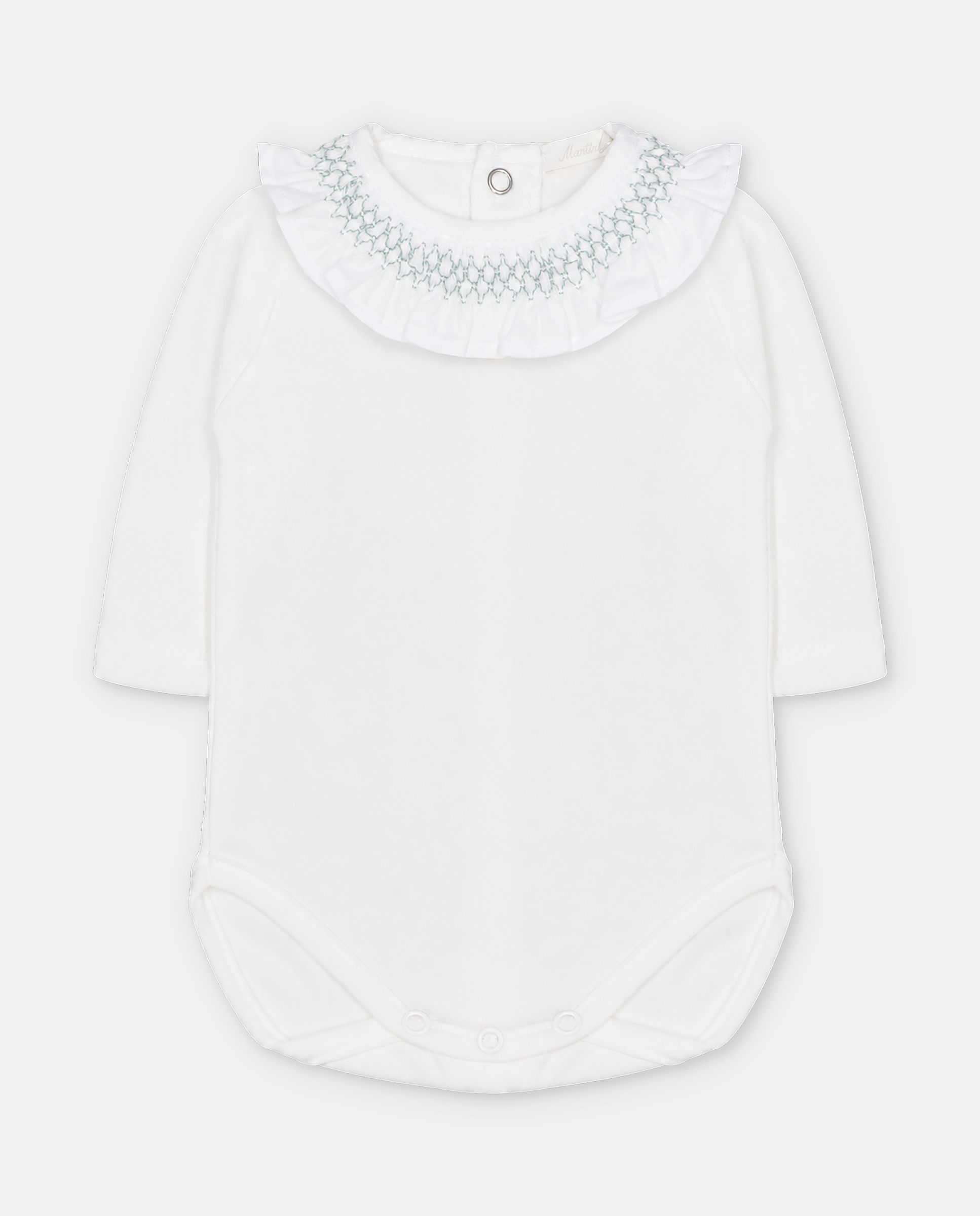 Body de bebé niña de interlock con cuello punto smock. - Martín Aranda - Verde Verde-1