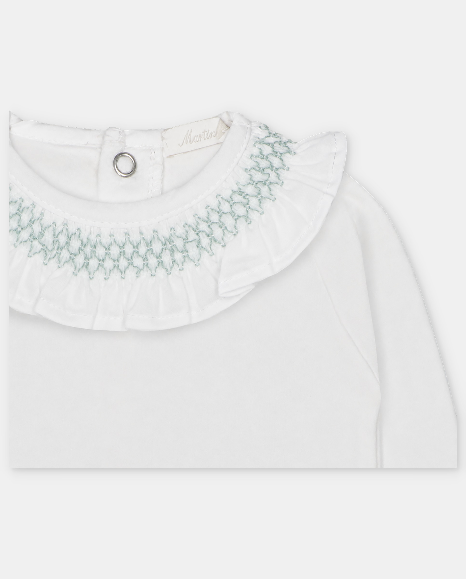 Body de bebé niña de interlock con cuello punto smock. - Martín Aranda - Verde Verde-2