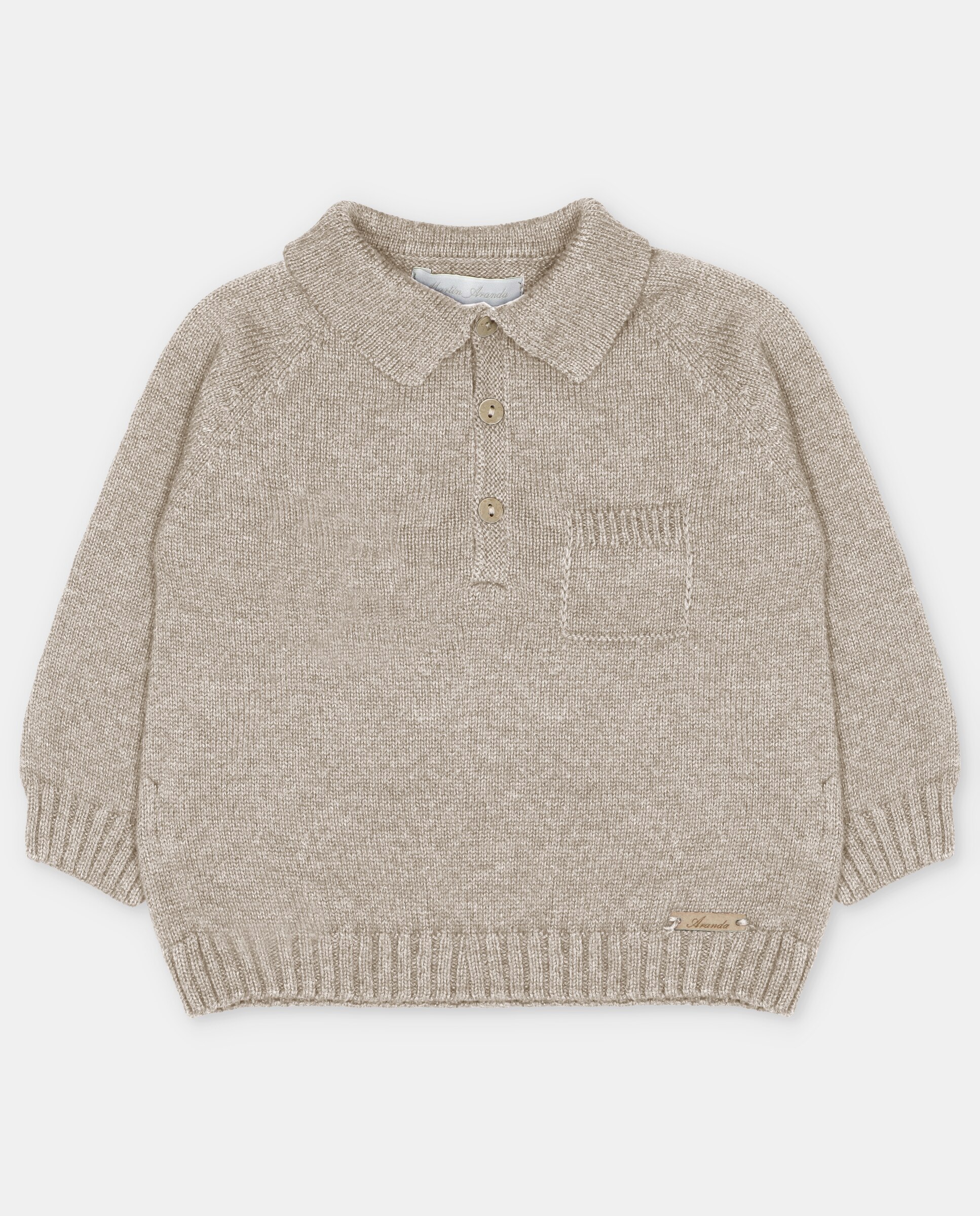 Jersey de bebé niño con cuello polo. - Martín Aranda - Tostado Tostado-1