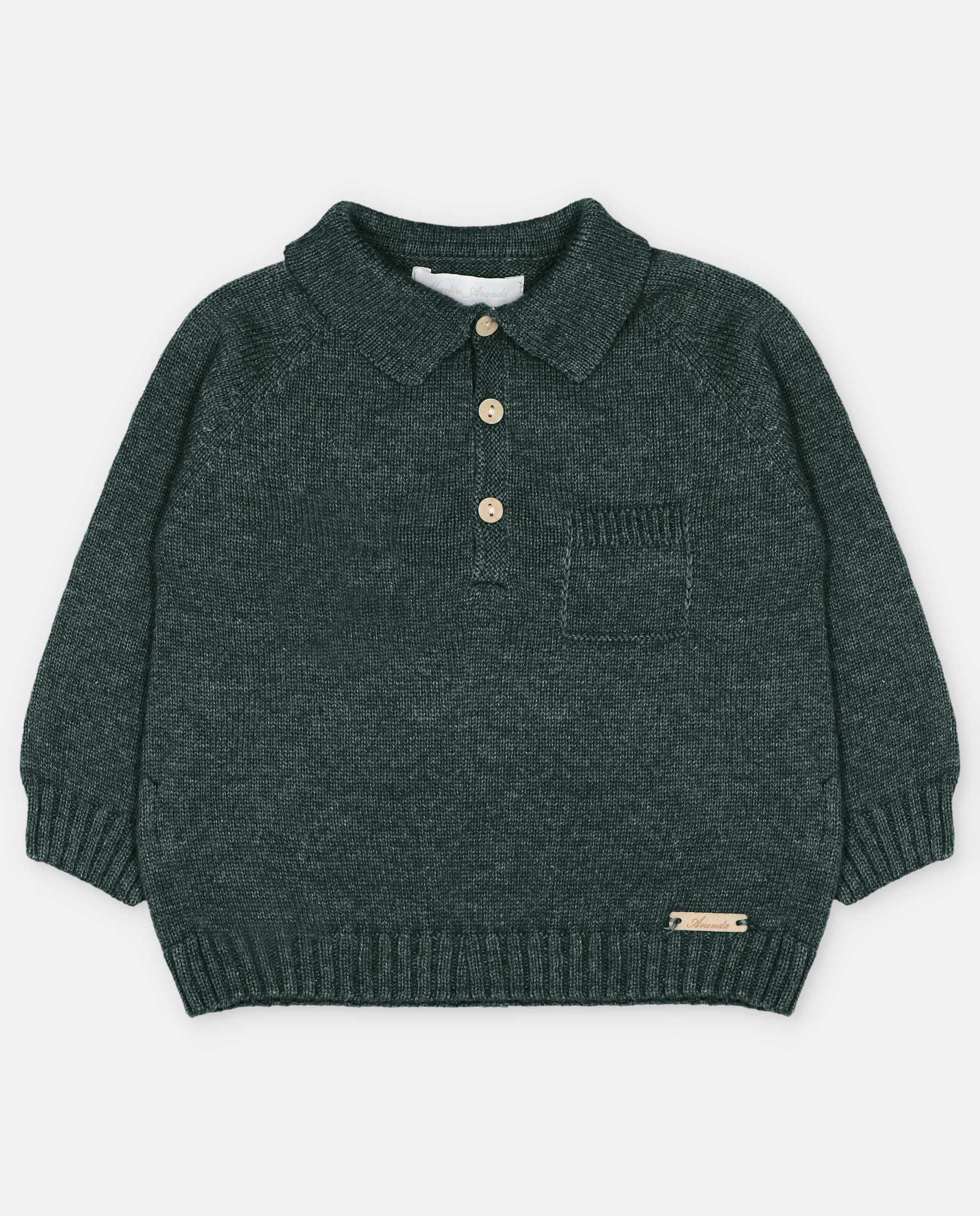 Jersey de niño con cuello polo. - Martín Aranda - Verde oscuro Verde oscuro-1