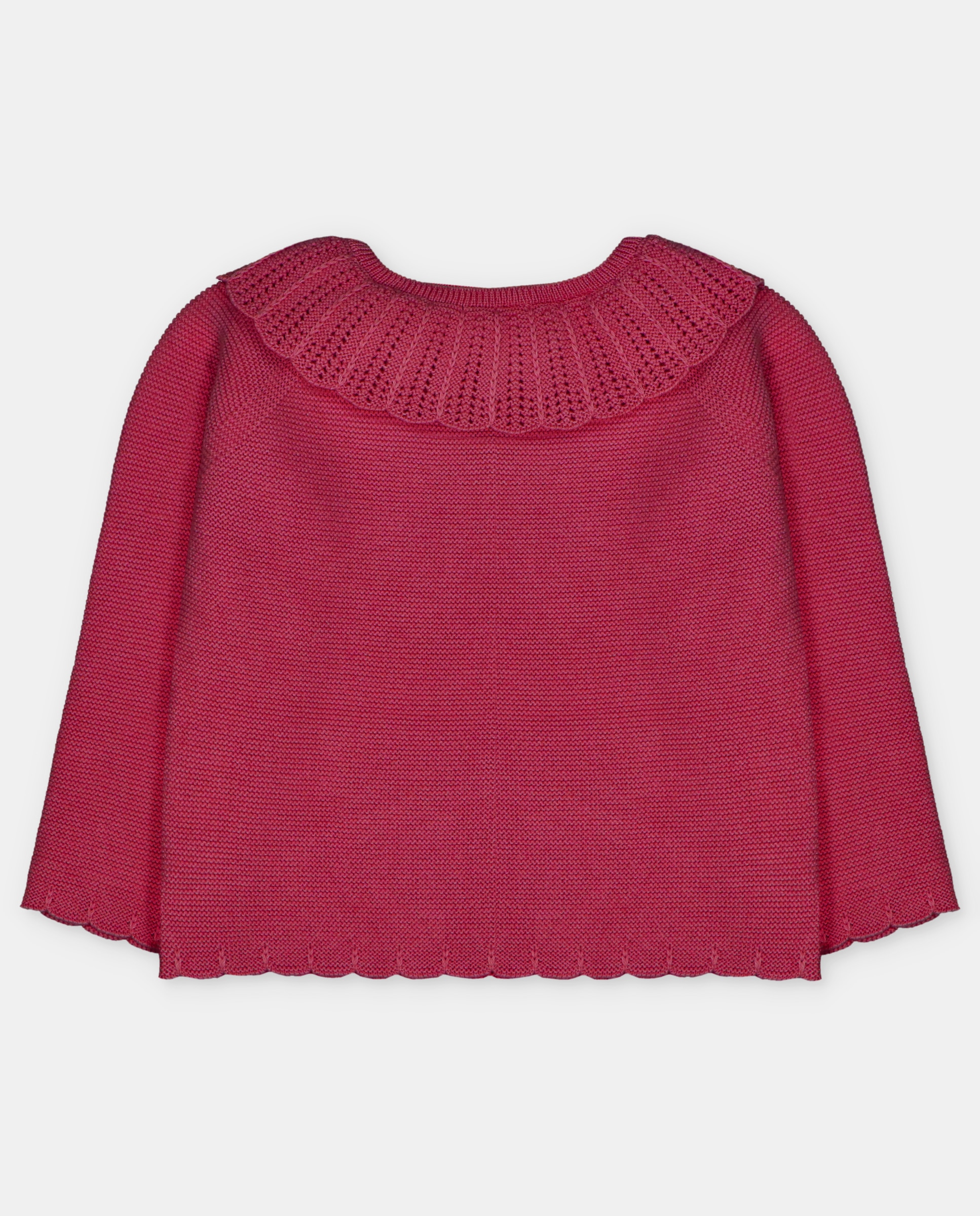 Chaqueta de bebé niña tricot con cuello volante calado. - Martín Aranda - Burdeos Burdeos-3