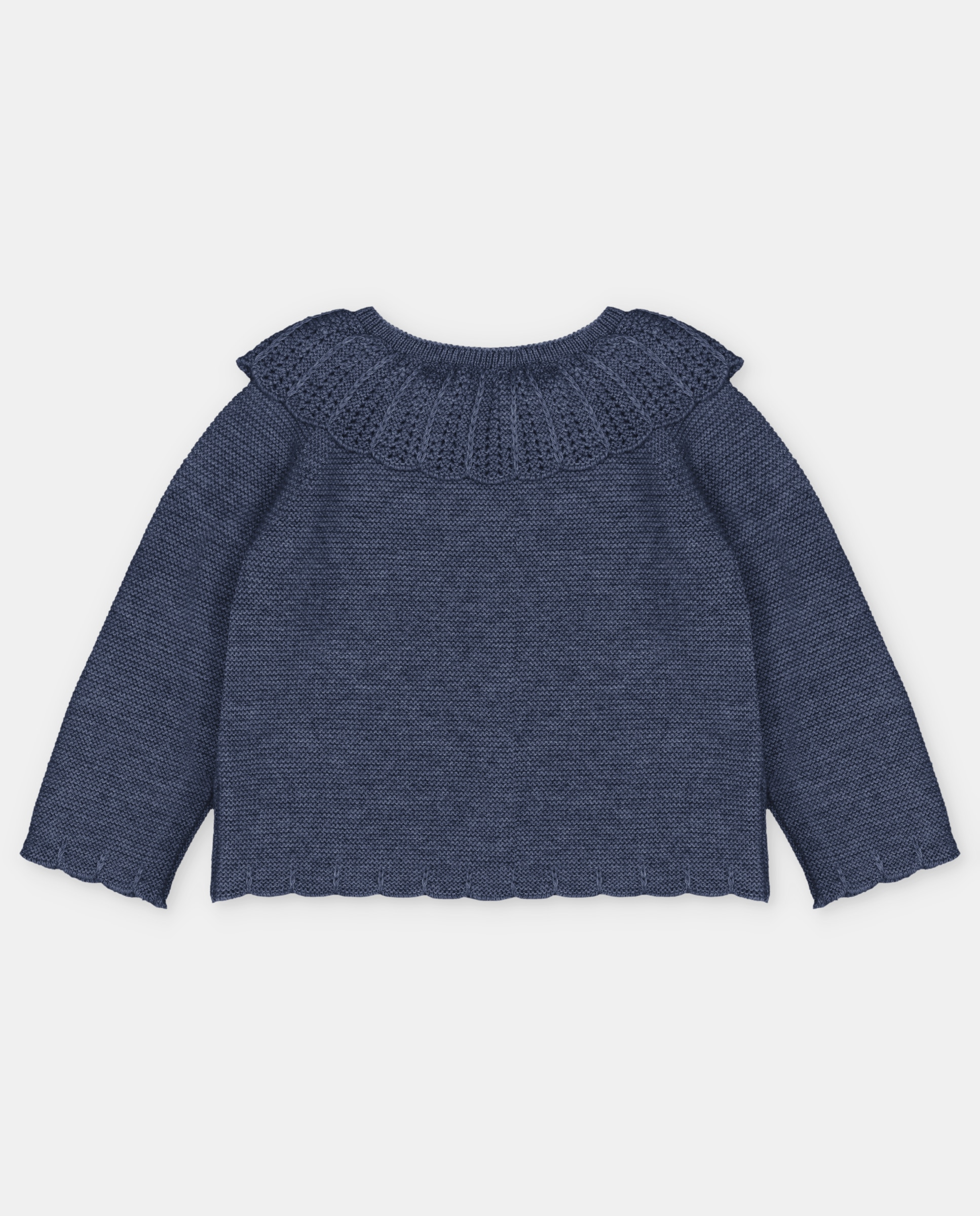 Chaqueta de niña tricot con cuello volante calado. - Martín Aranda - Azul marino Azul marino-3