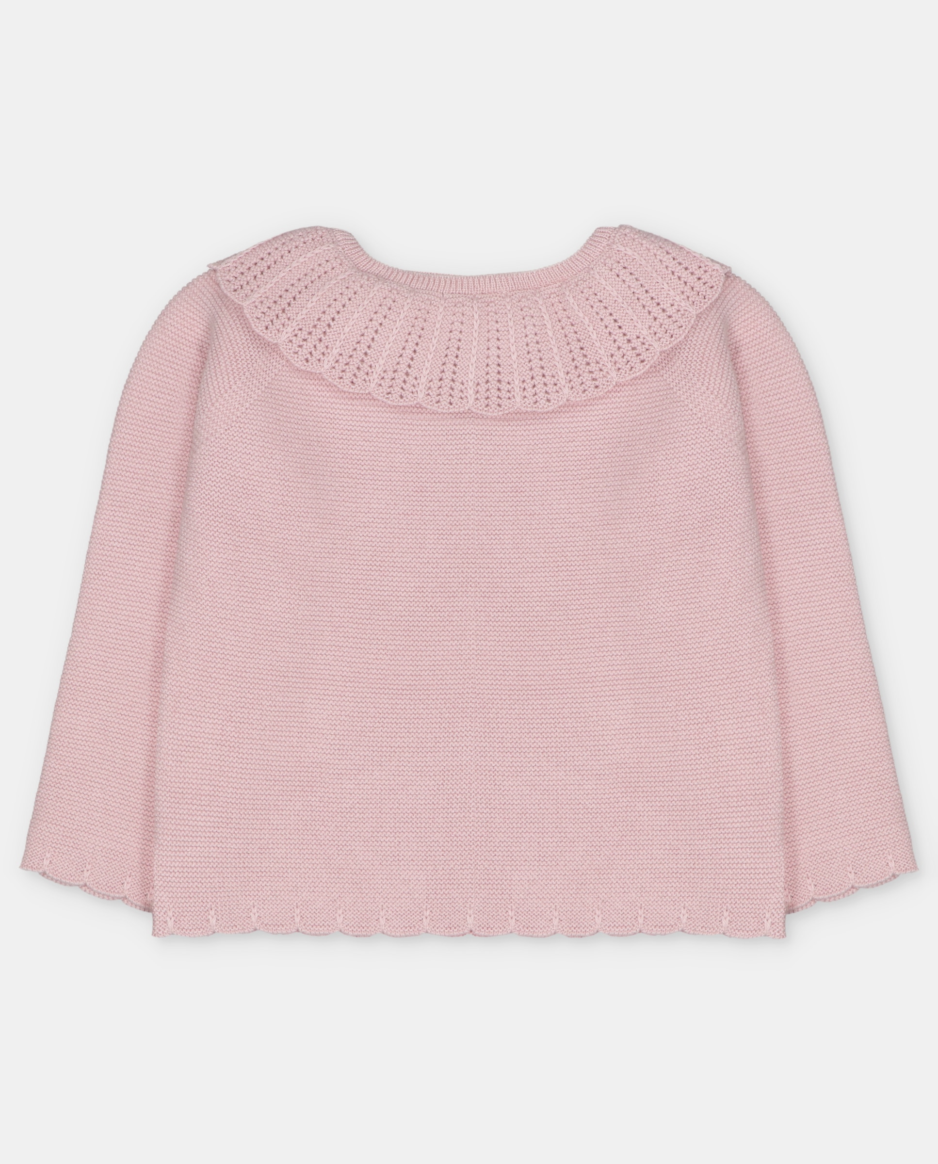 Chaqueta de niña tricot con cuello volante calado. - Martín Aranda - Rosa claro Rosa claro-3