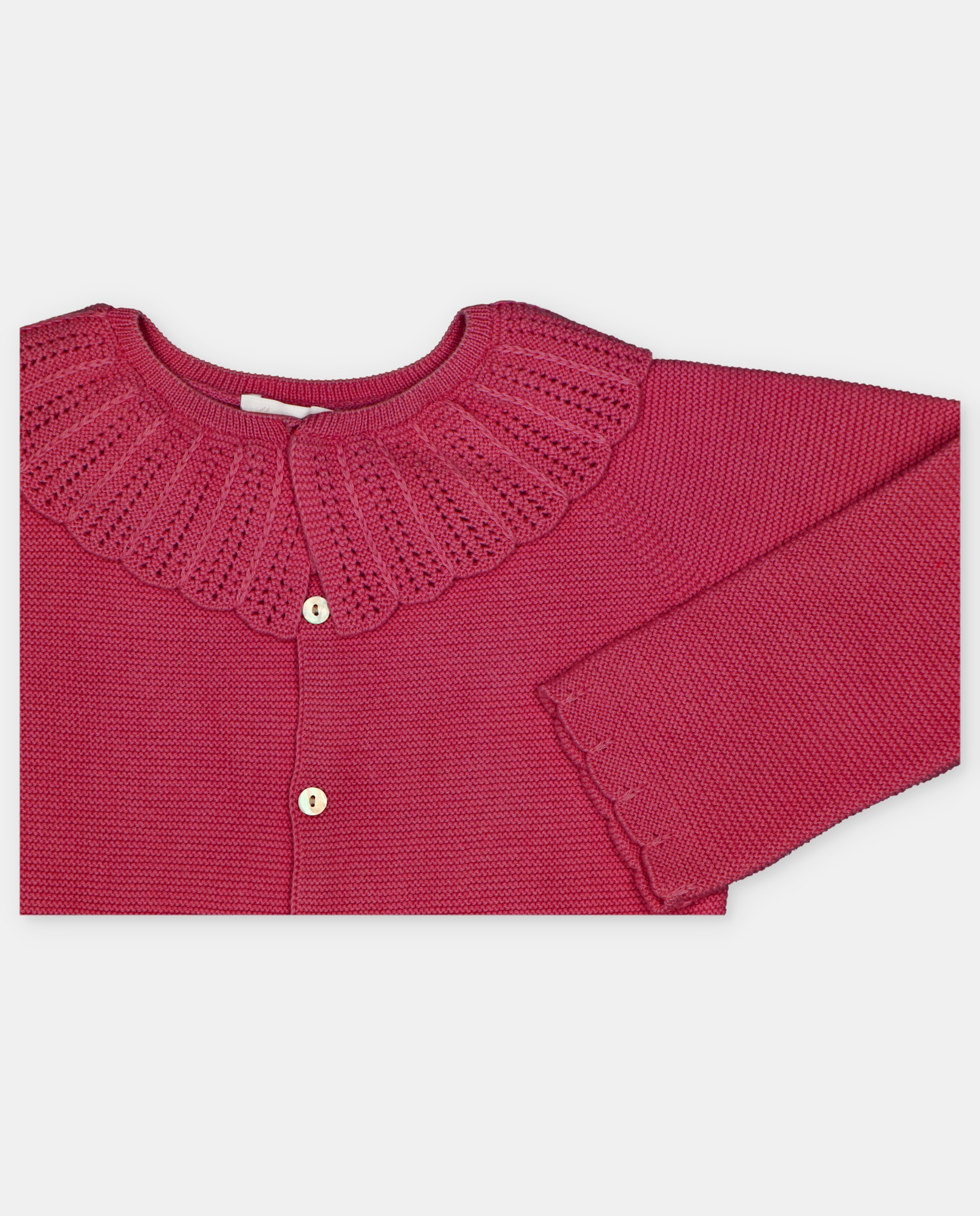 Chaqueta de niña tricot con cuello volante calado. - Martín Aranda - Burdeos Burdeos-2