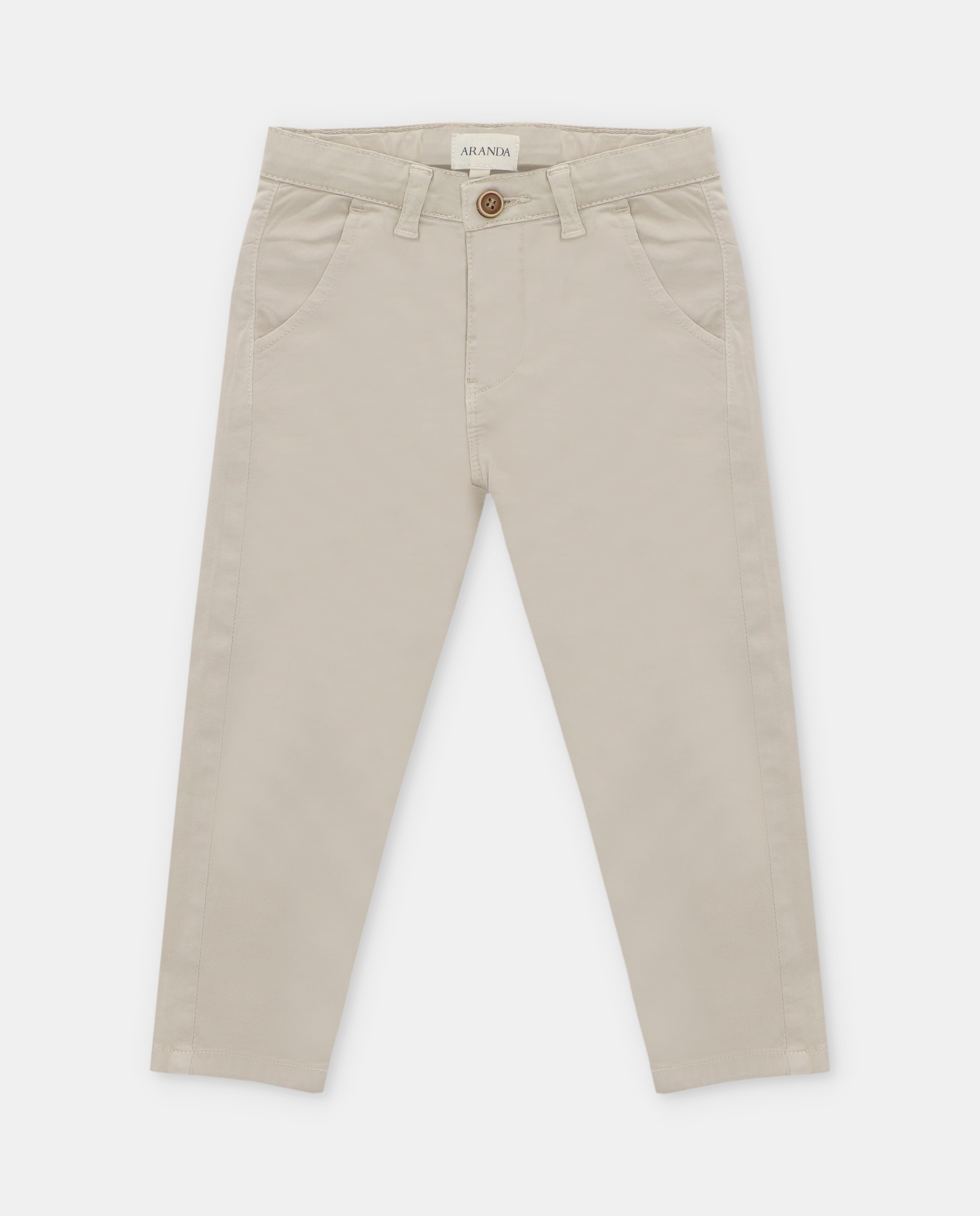 Imagen 0 de Chino de niño de sarga con trabillas en la cintura y bolsillos. Beige