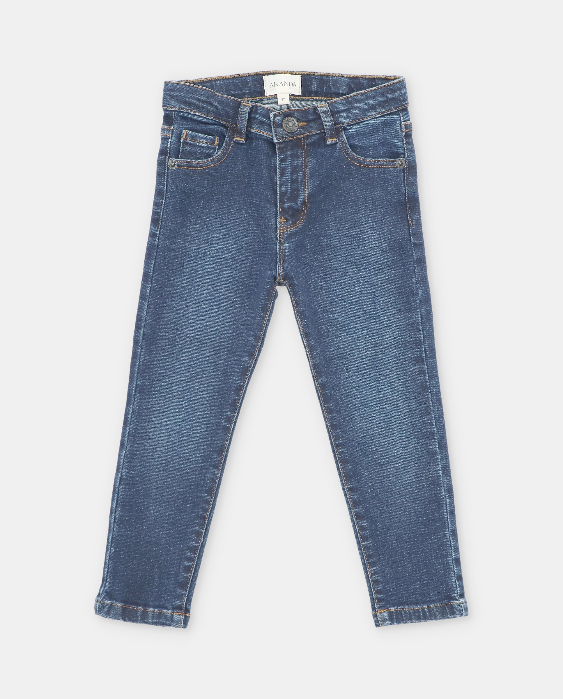 Imagen 0 de Vaquero de niño cinco bolsillos con trabillas en la cintura. Azul denim