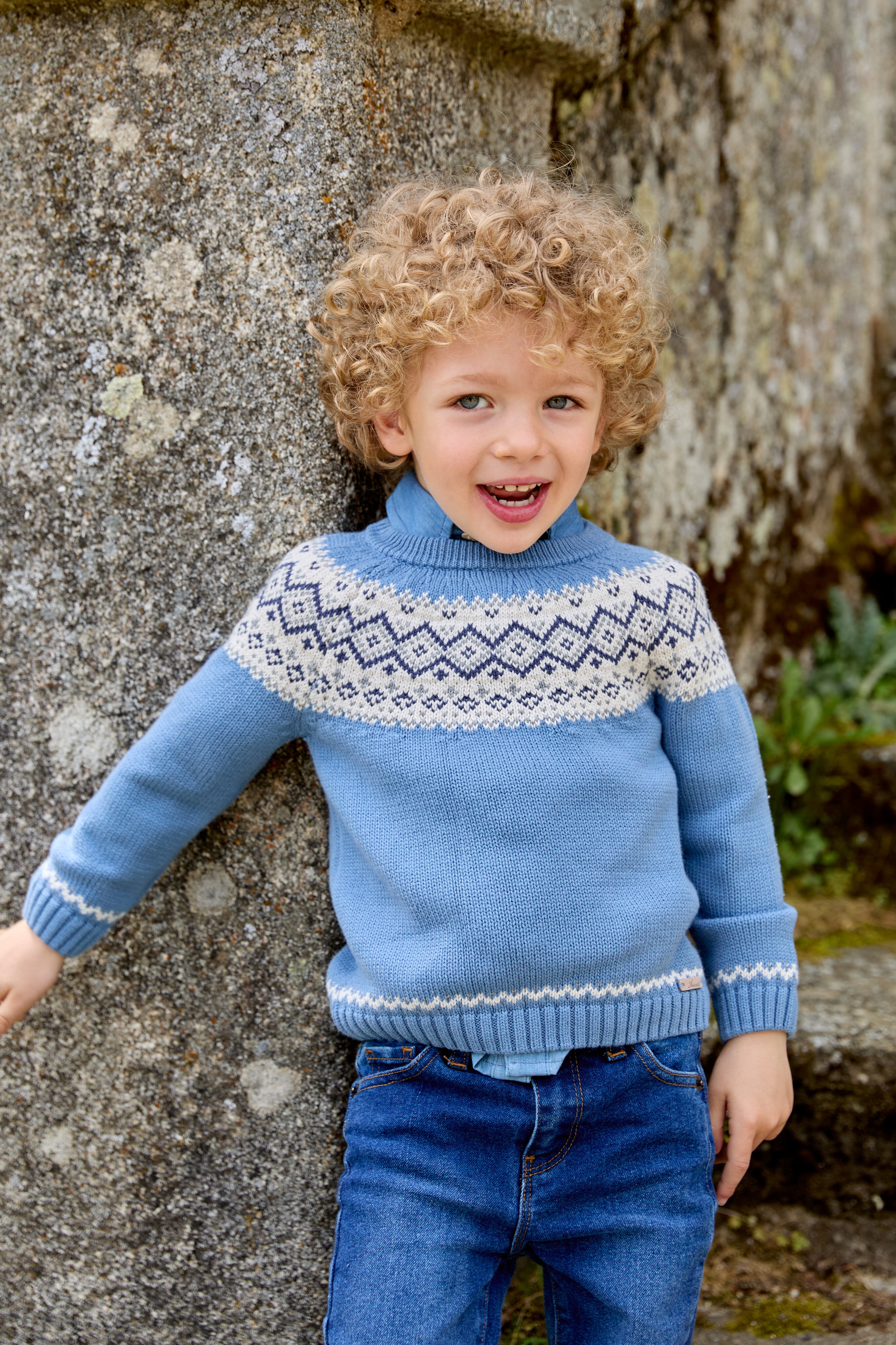 Vaquero de niño cinco bolsillos con trabillas en la cintura. - Martín Aranda - Azul denim Azul denim-3