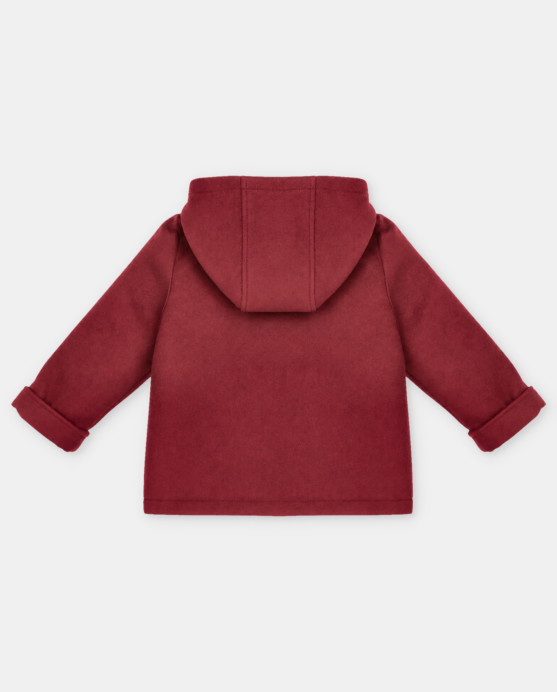 Trenka de niño de paño con capucha, cuello camisero y forro estampado de cuadros. - Martín Aranda - Granate Granate-3